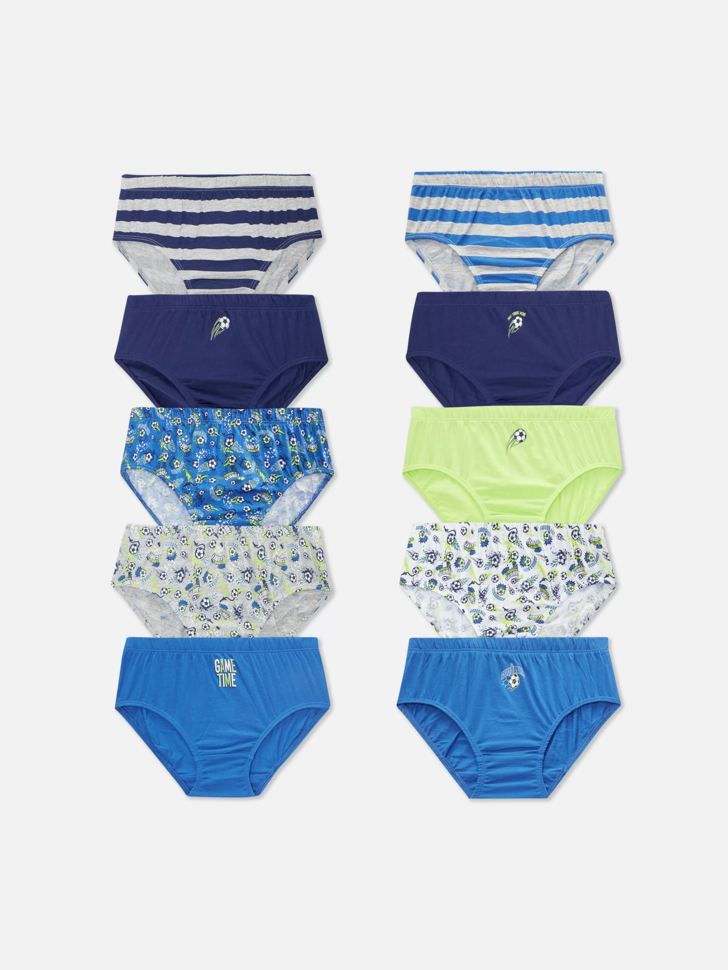Lot De 10 slips Graphiques Football-Primark Fashion
