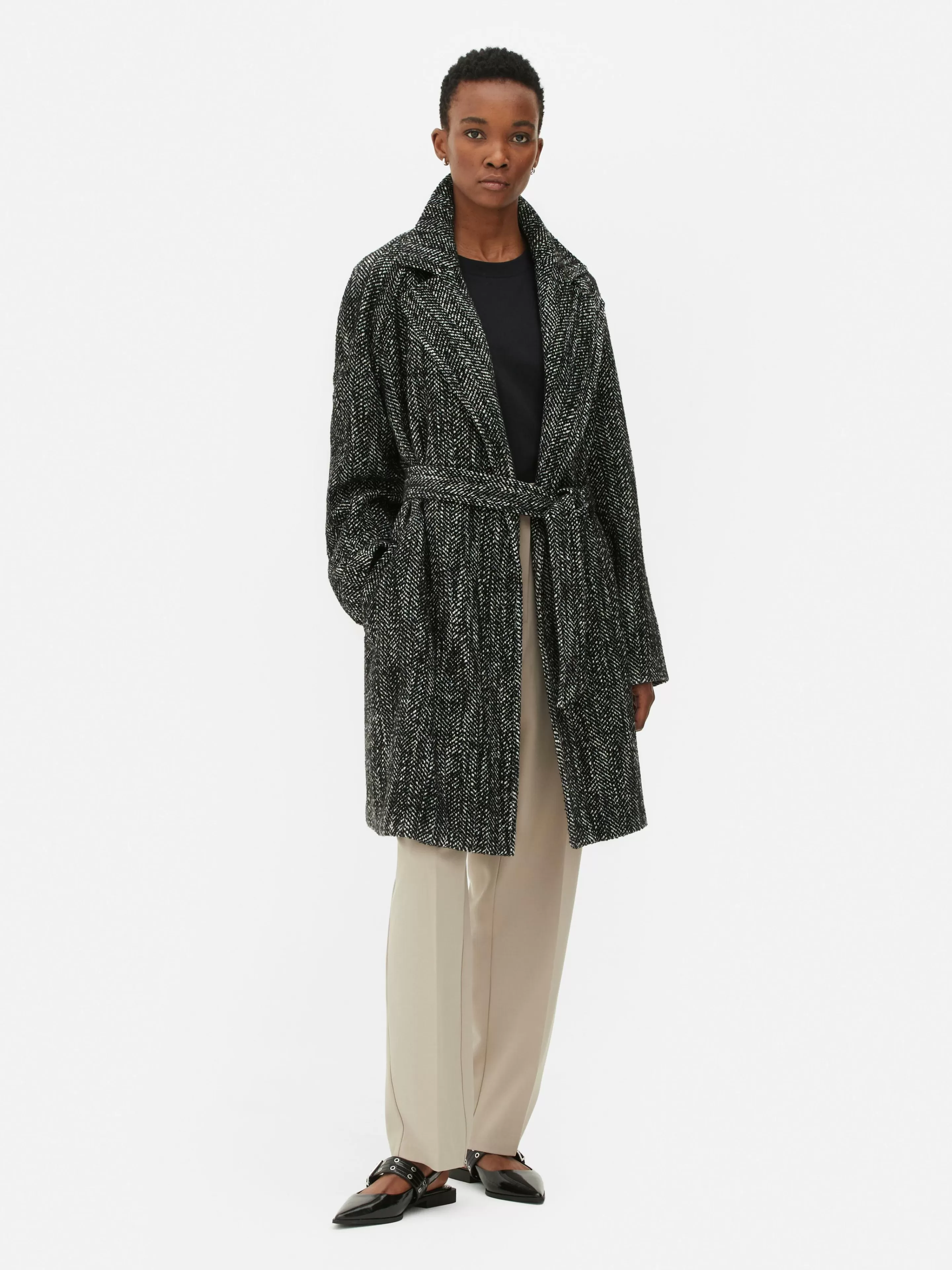 Manteau à Chevrons Avec Ceinture-Primark Clearance