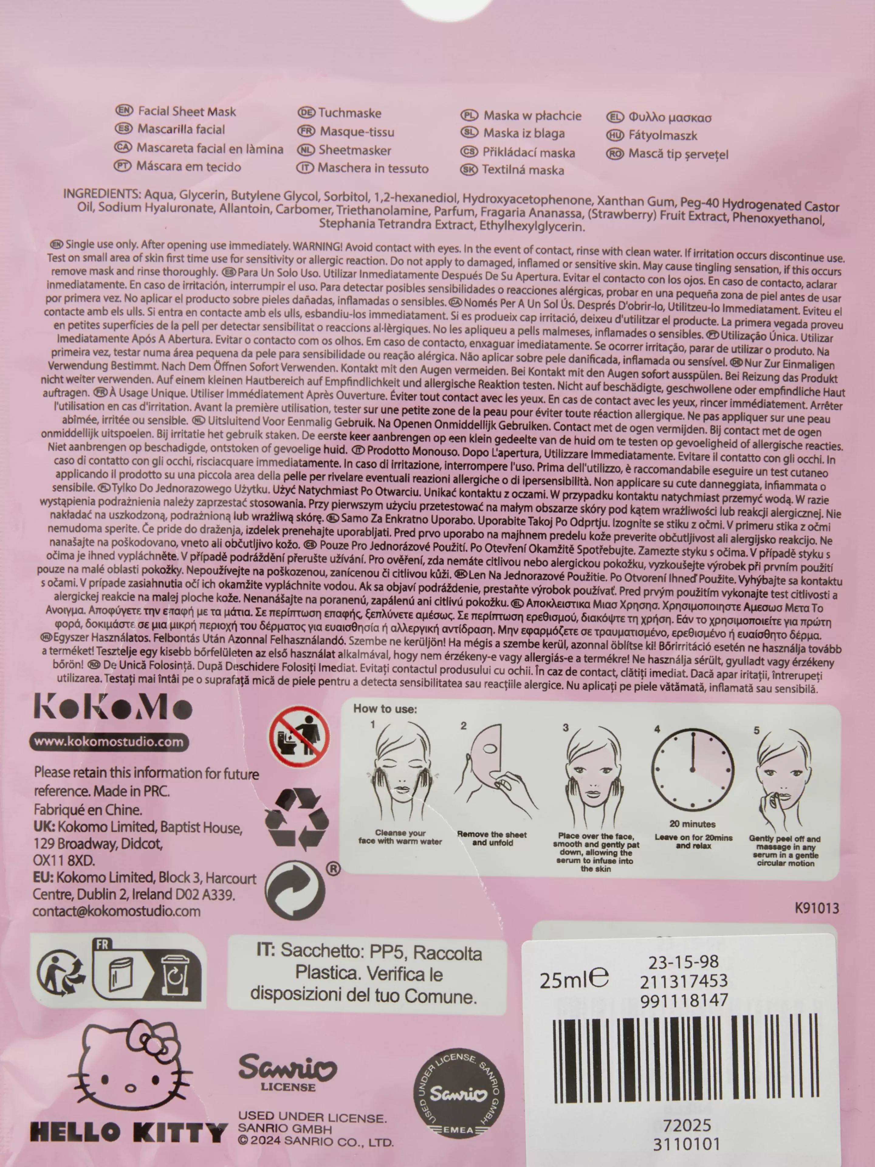 Masque-tissu Hello Kitty-Primark Cheap