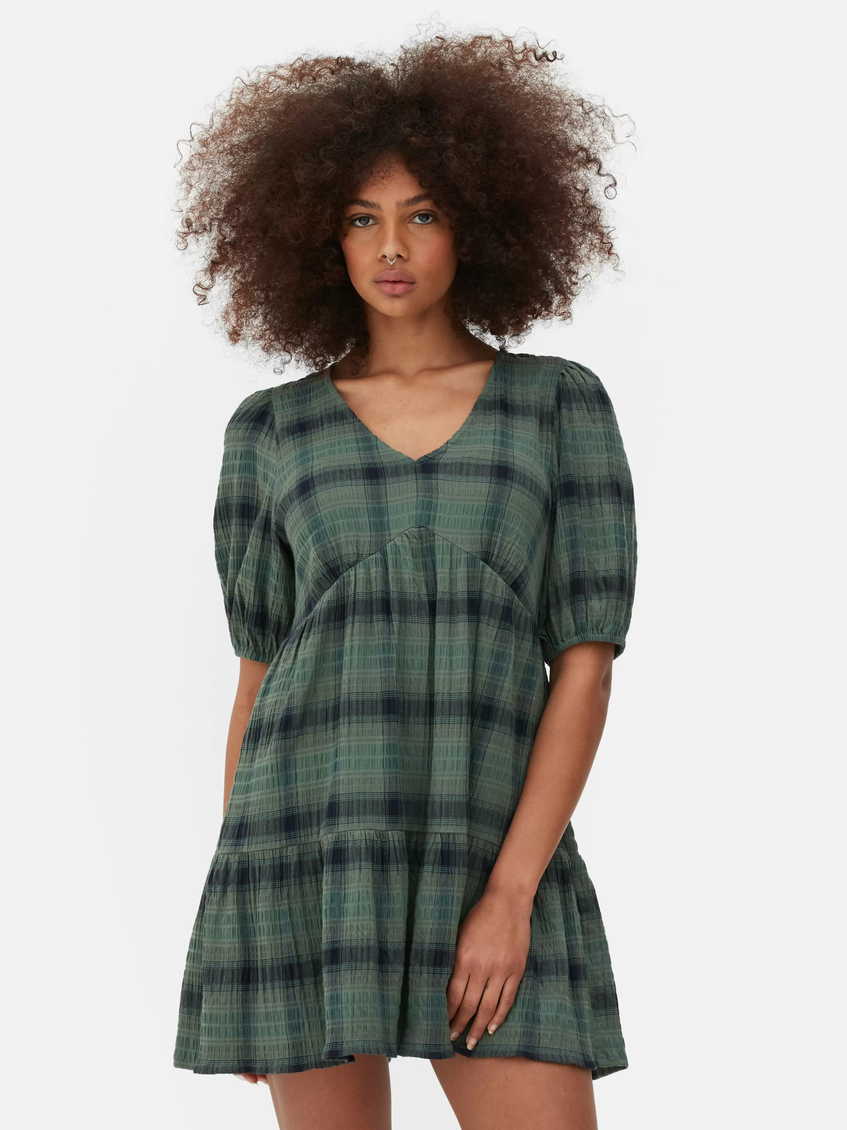 Mini Robe Cintrée à Carreaux-Primark Outlet