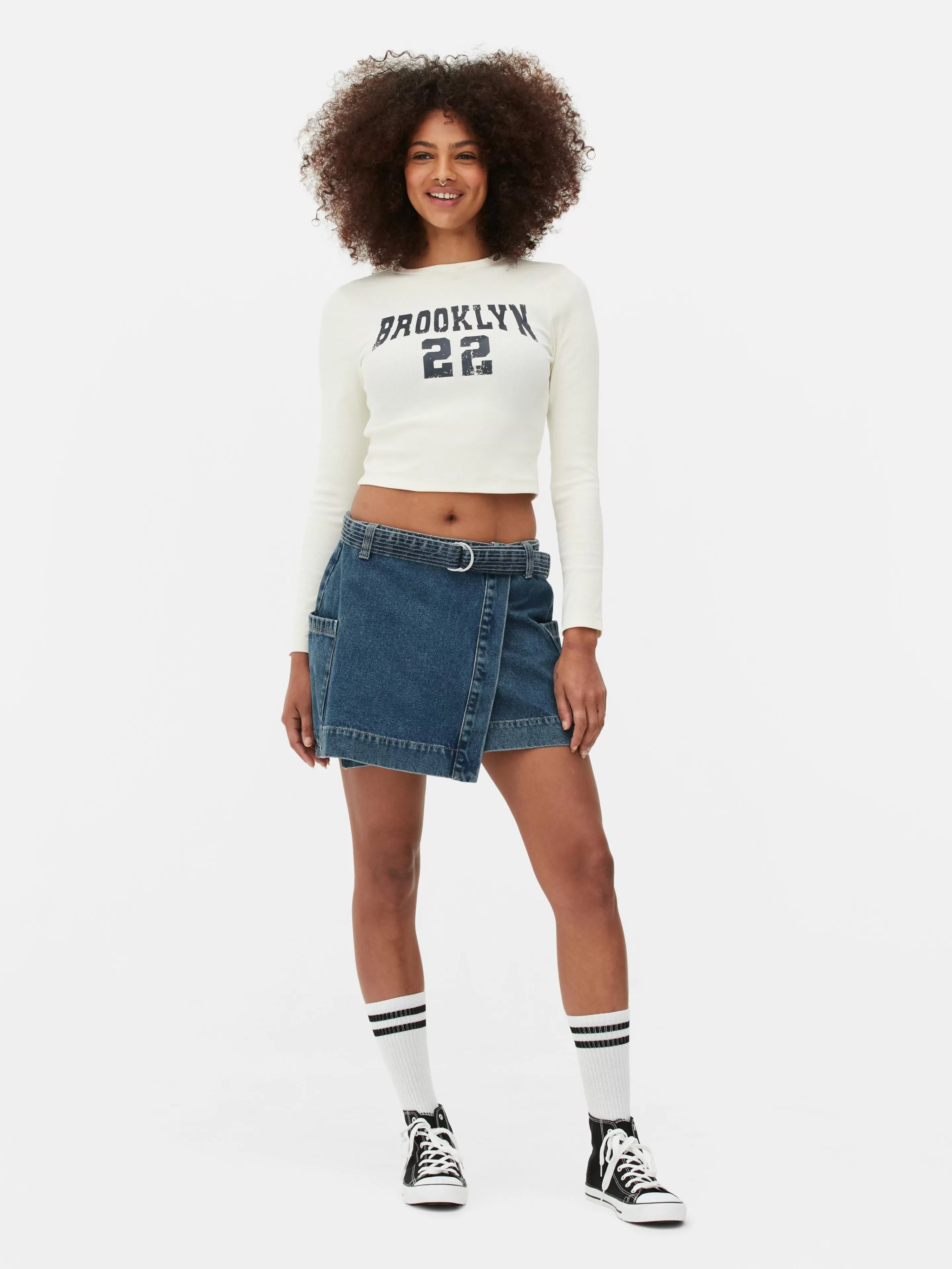 Mini-jupe Drapée En Denim-Primark Fashion