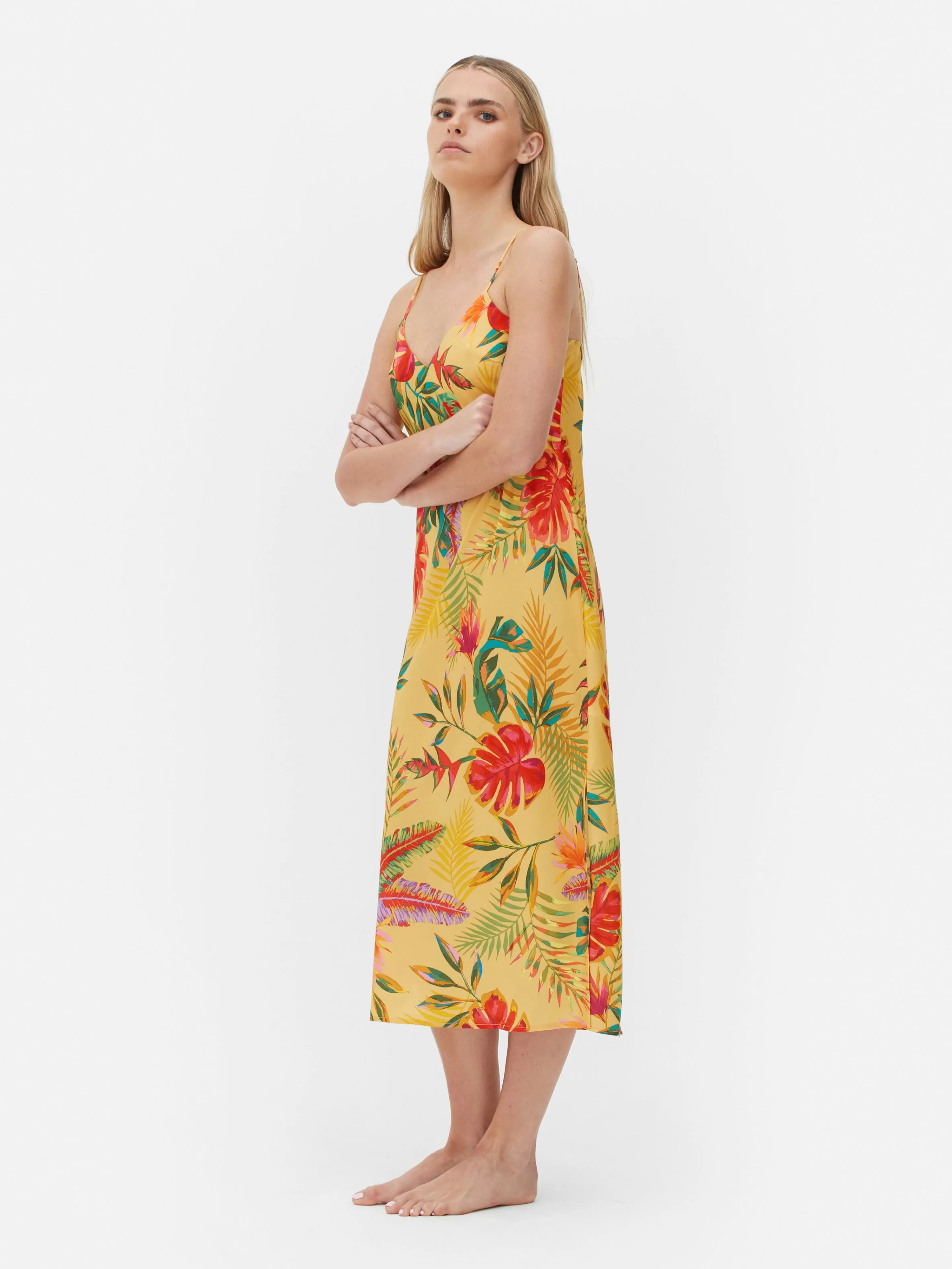 Nuisette En Satin à Imprimé Tropical-Primark New