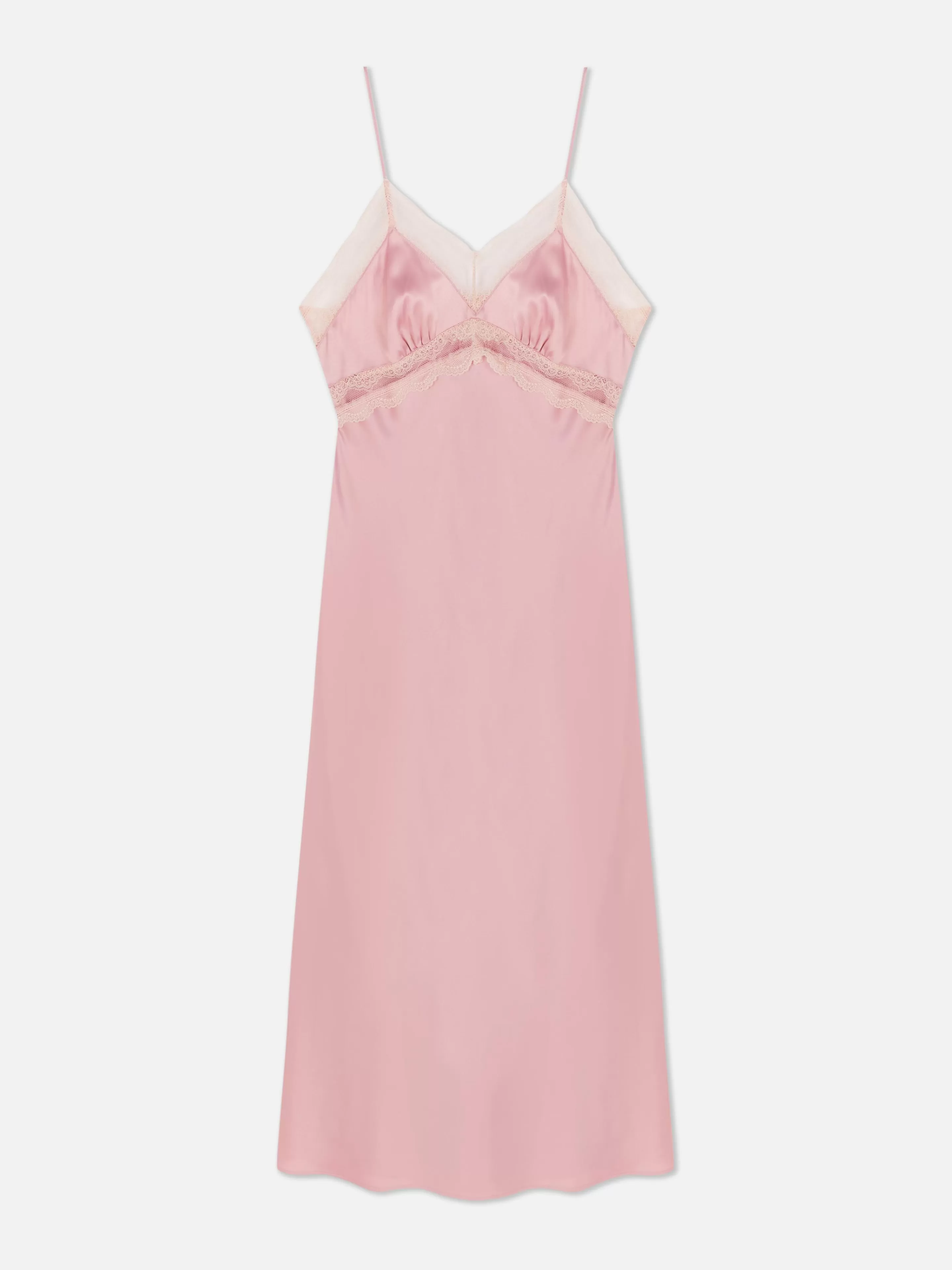 Nuisette Mi-longue En Satin à Finitions En Dentelle-Primark Hot