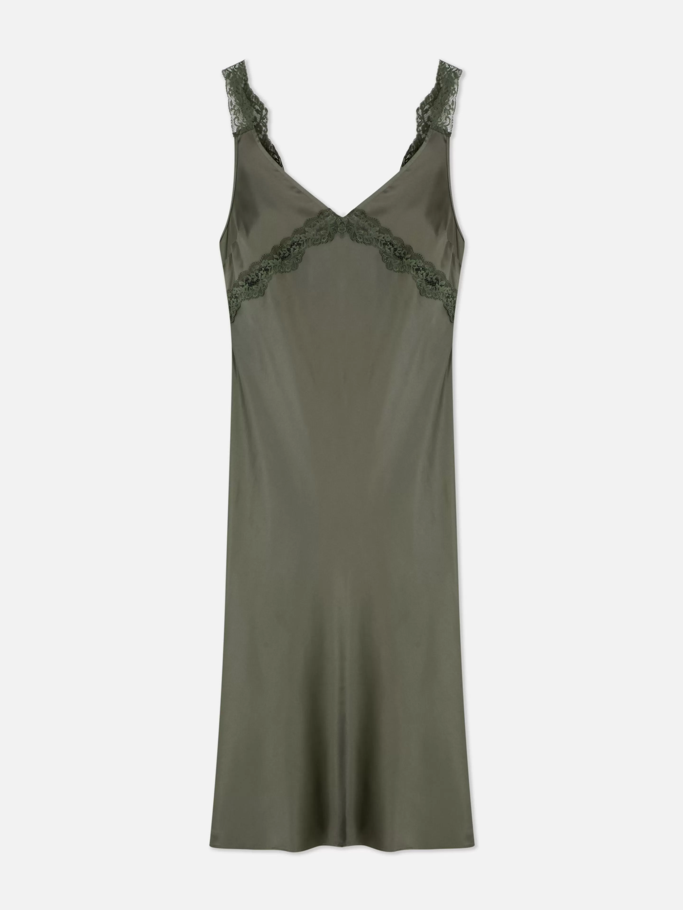 Nuisette Mi-longue En Satin à Finitions En Dentelle-Primark Fashion