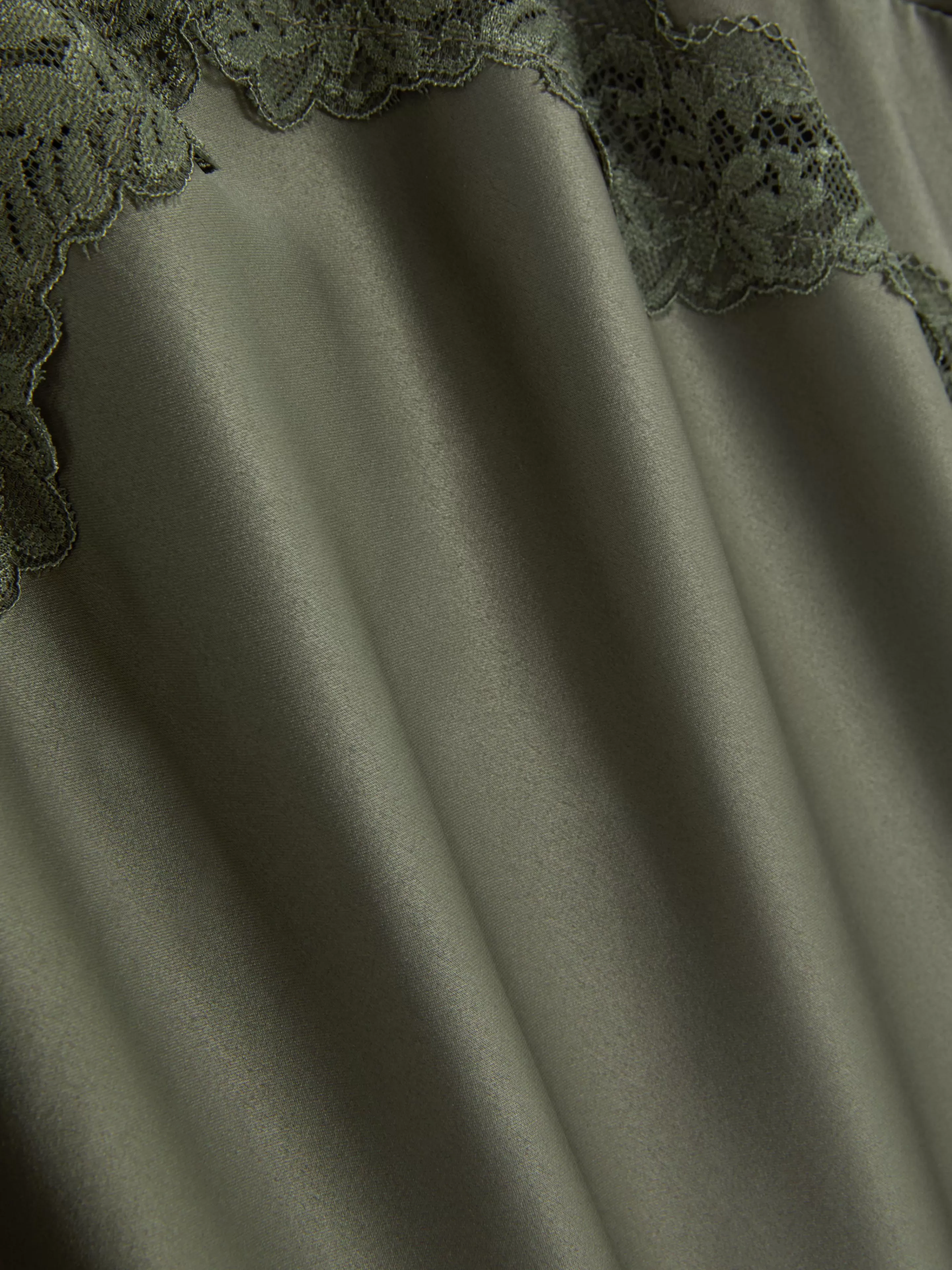 Nuisette Mi-longue En Satin à Finitions En Dentelle-Primark Fashion