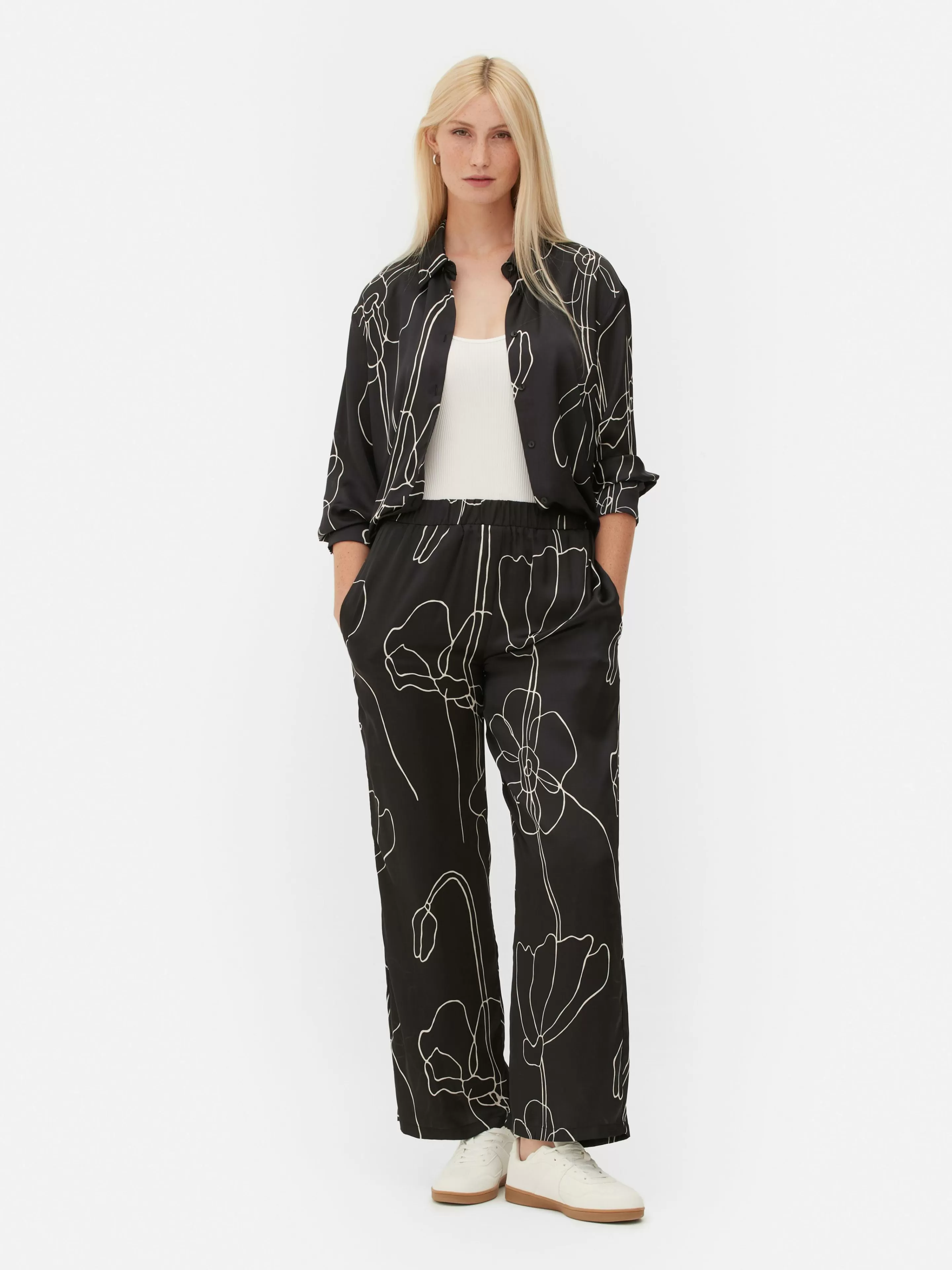 Pantalon à Fleurs En Satin à Coordonner-Primark Clearance