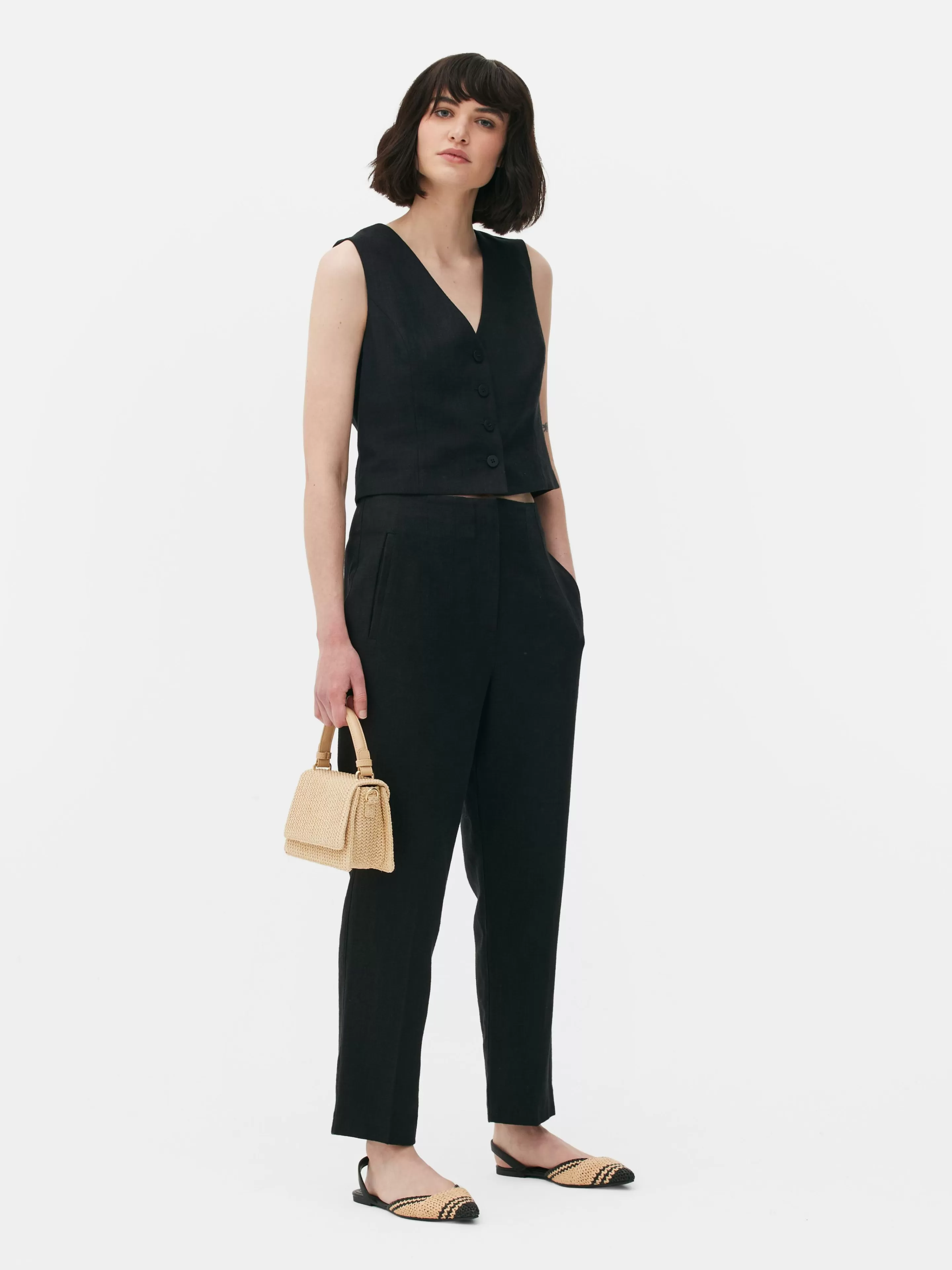 Pantalon Taille Haute Surpiqué-Primark Store