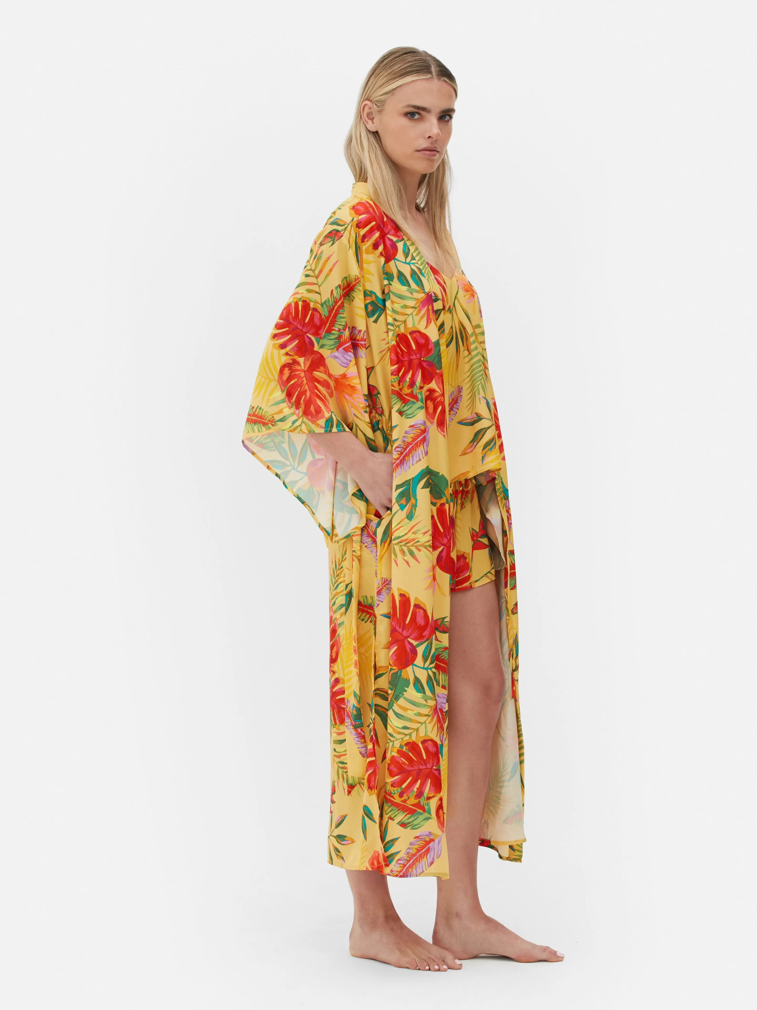 Peignoir En Satin à Imprimé Floral Tropical-Primark Sale