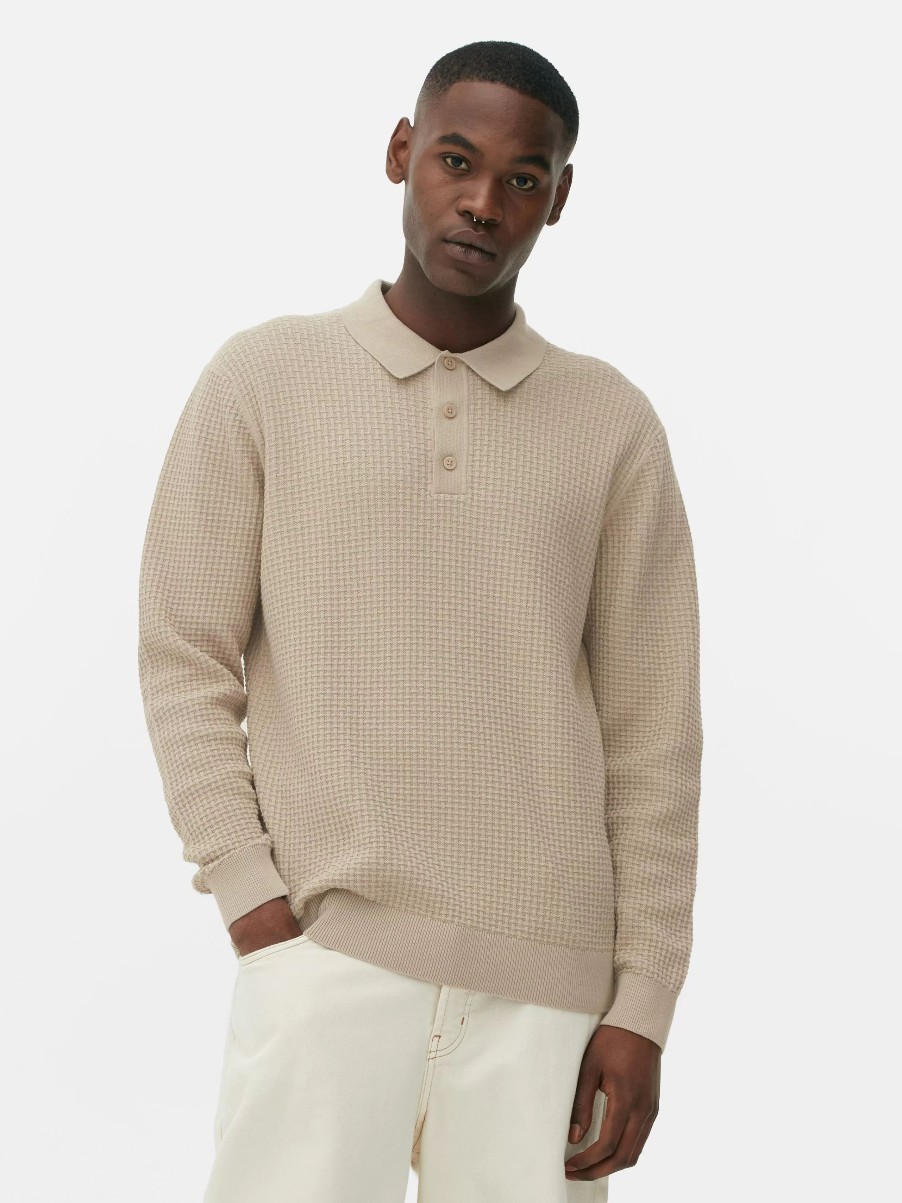 Polo Texturé à Manches Longues-Primark Sale