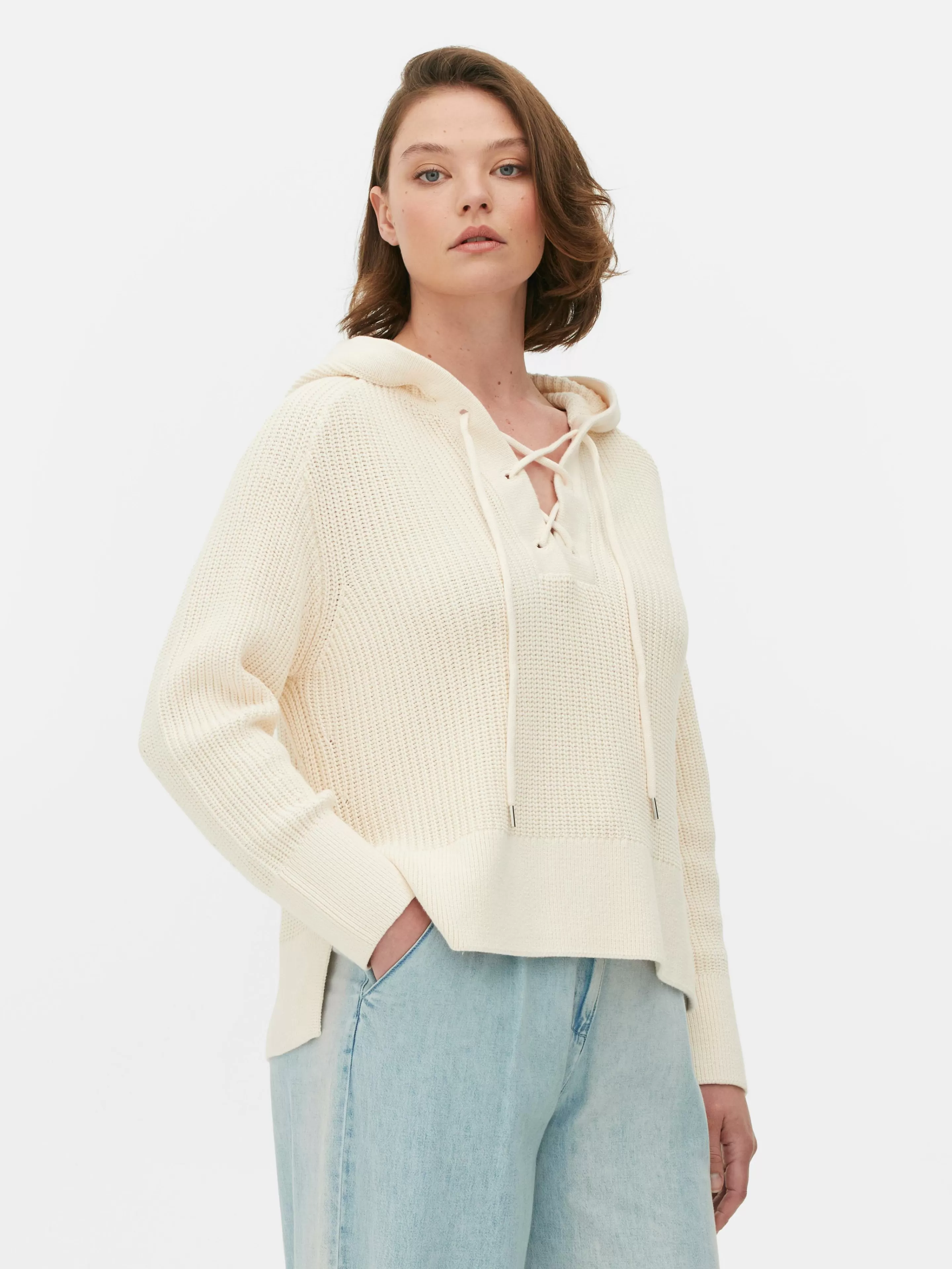 Pull à Capuche à Lacet En Treillage Sur Le Devant-Primark New