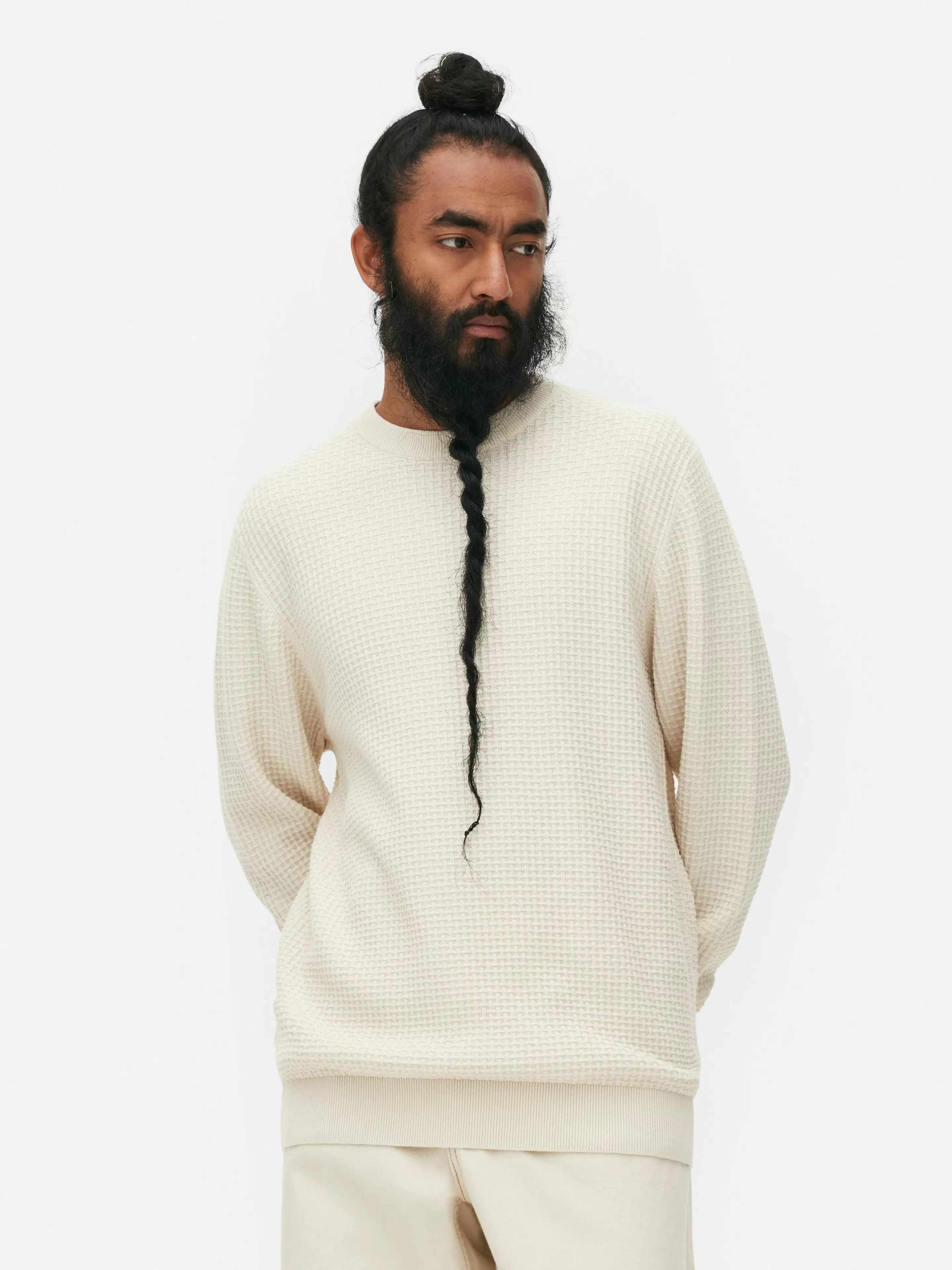Pull à Col Ras-du-cou En Point De Panier Tressé-Primark Hot