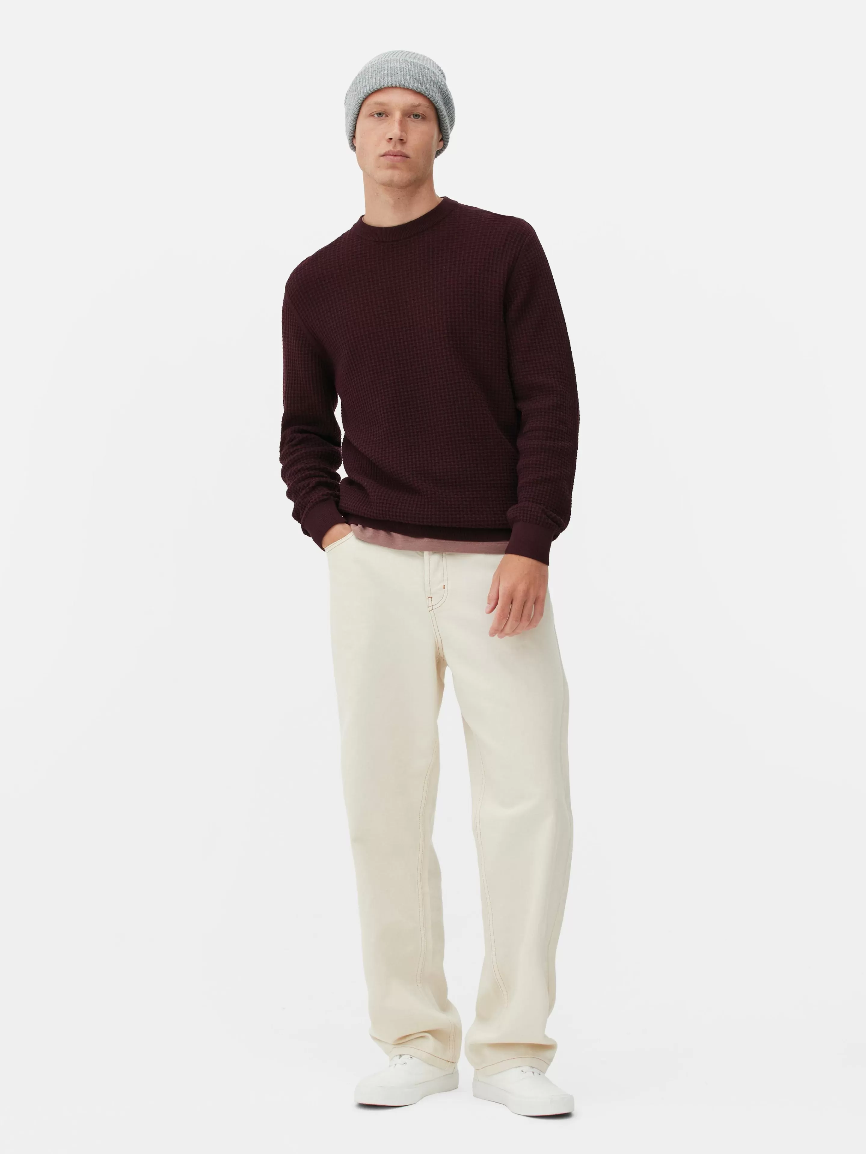 Pull à Col Ras-du-cou En Point De Panier Tressé-Primark Clearance