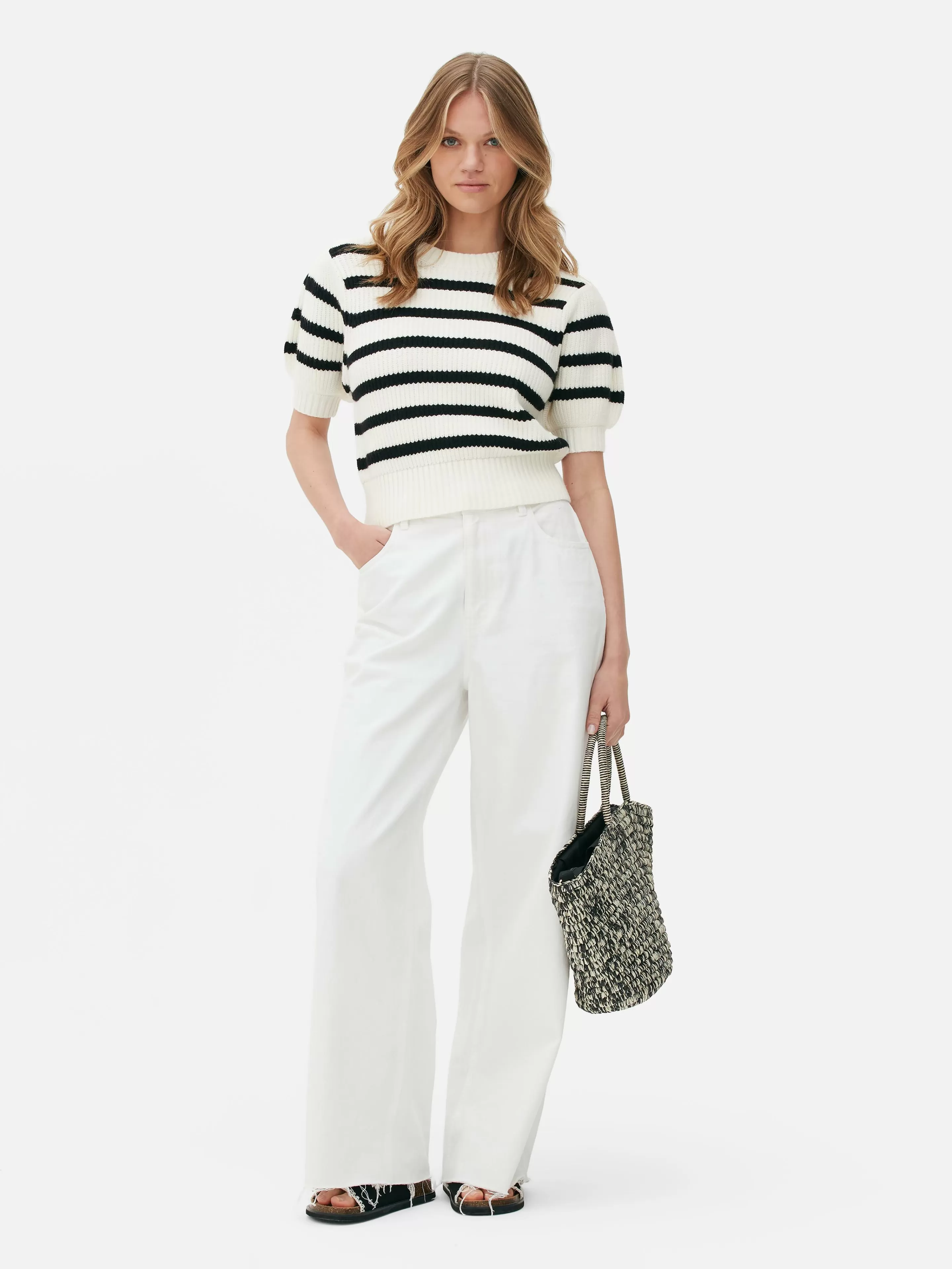 Pull à Rayures Et Manches Bouffantes-Primark Cheap