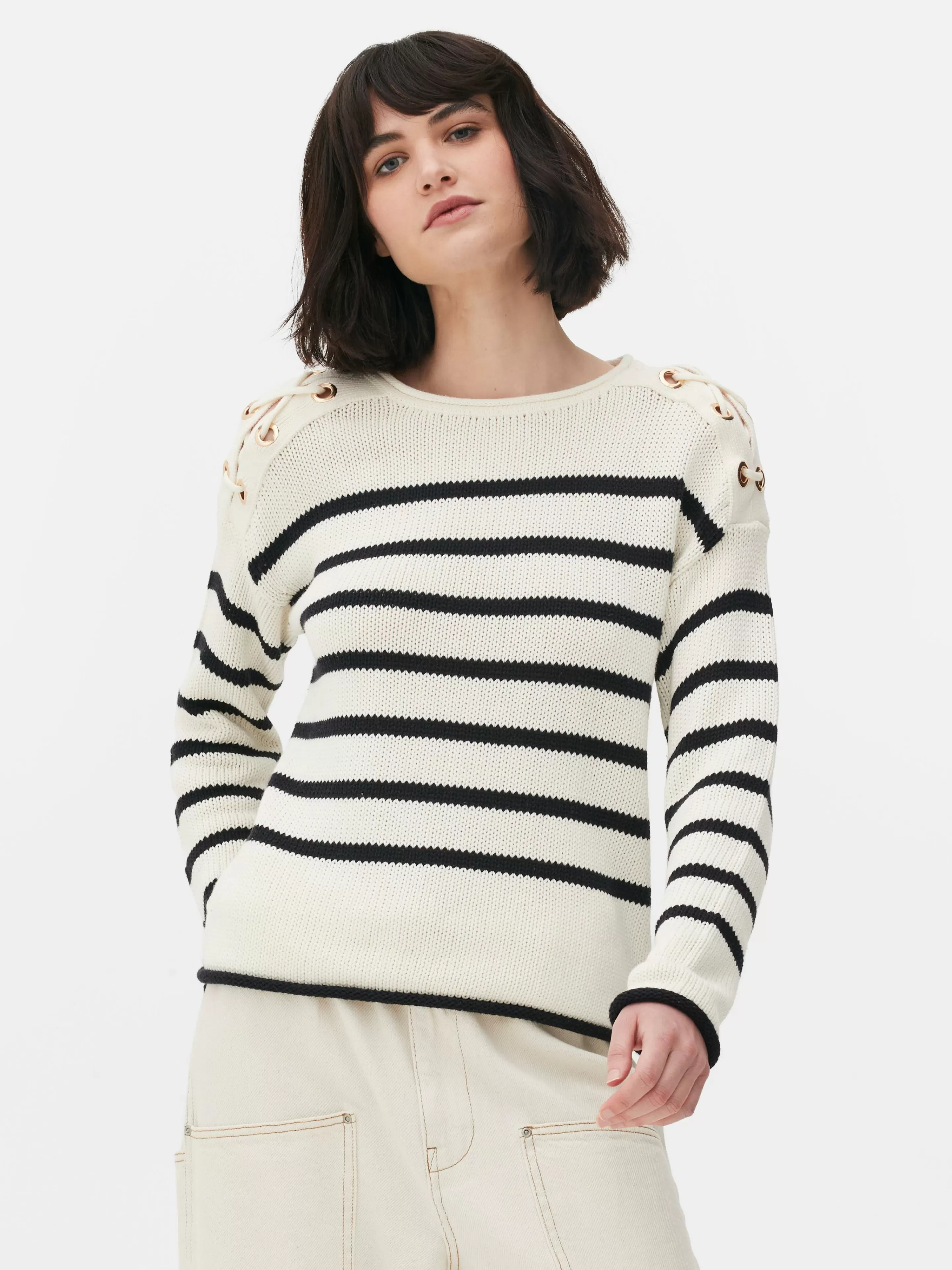 Pull à Rayures Et épaules En Treillage-Primark Outlet