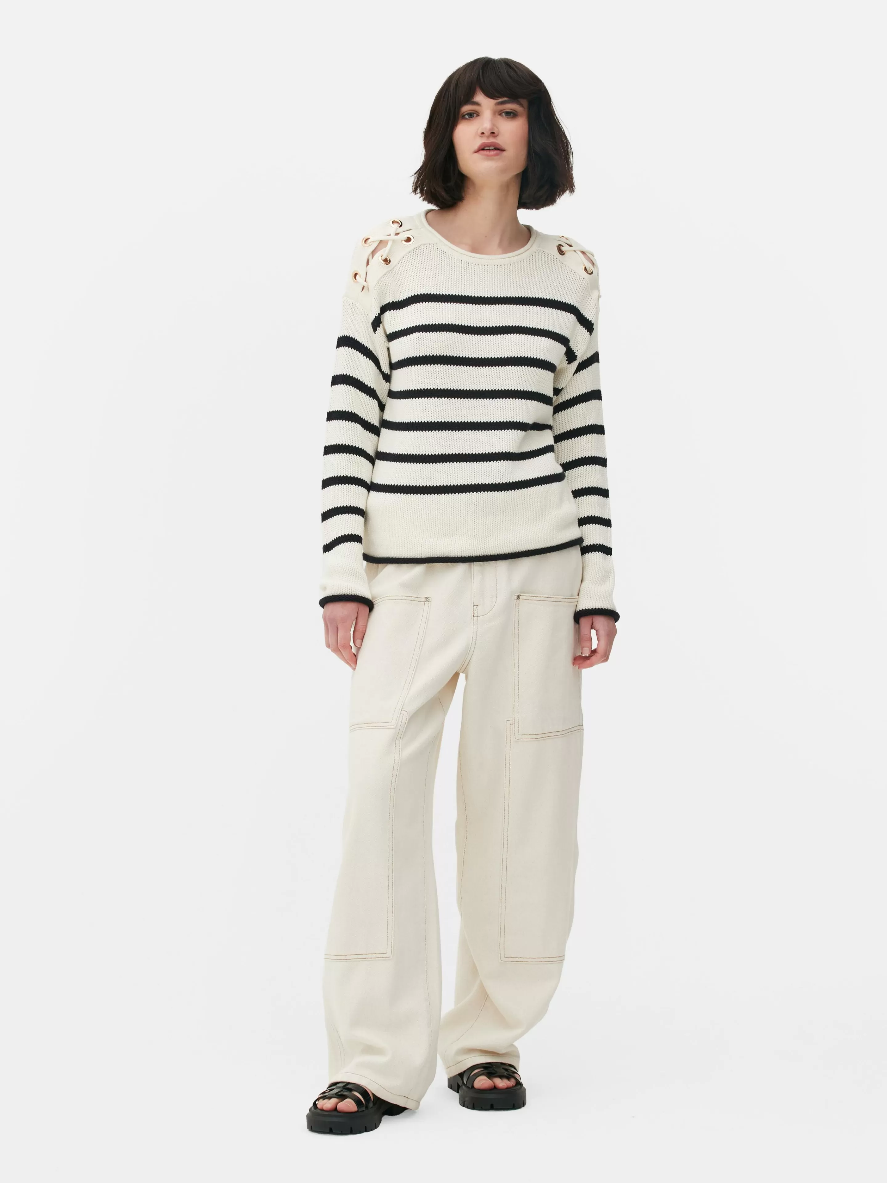 Pull à Rayures Et épaules En Treillage-Primark Outlet