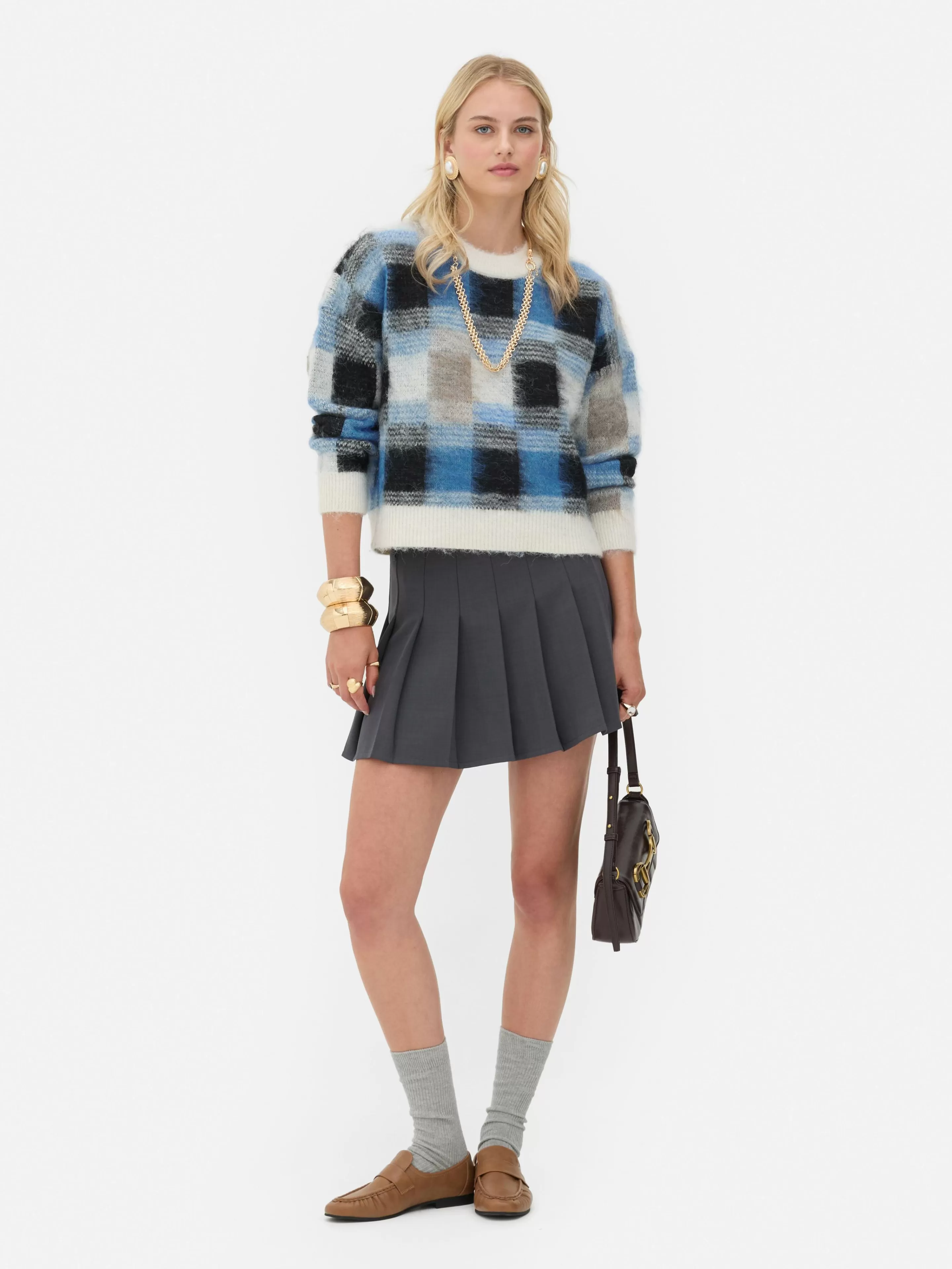 Pull Brossé à Carreaux Rita Ora-Primark New