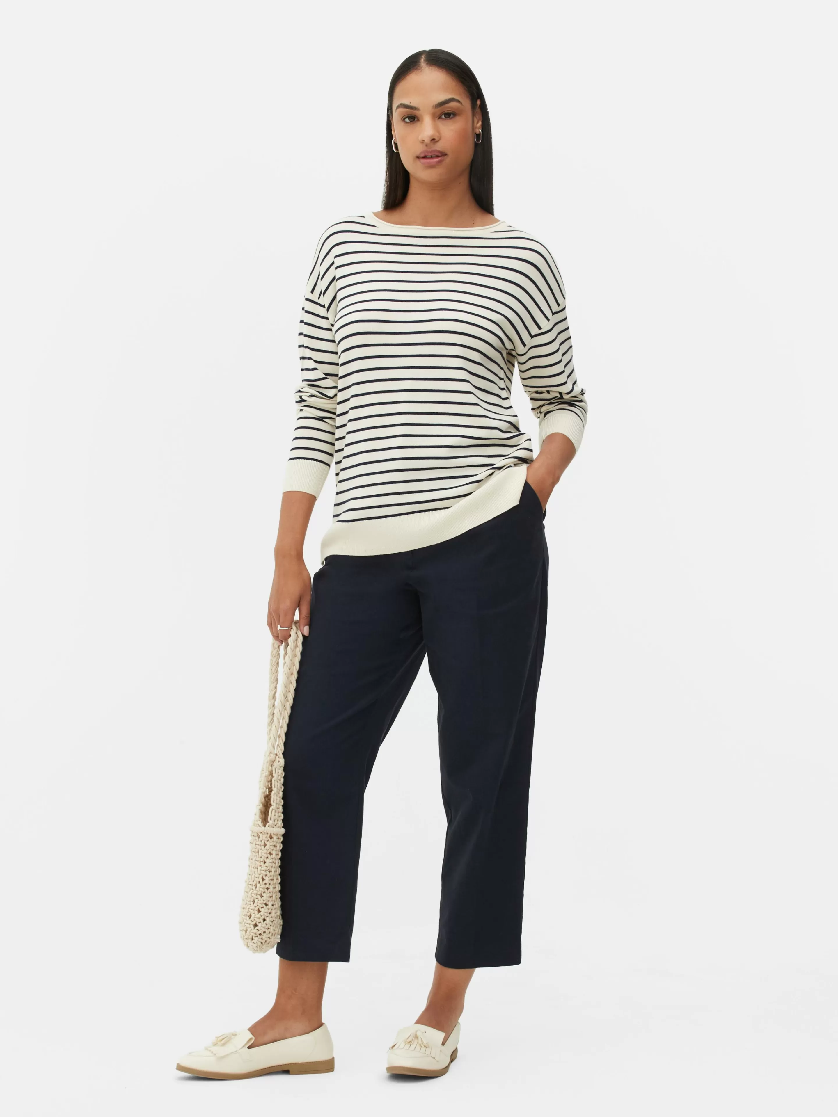 Pull Col Bateau à Rayures En Maille Fine-Primark Hot