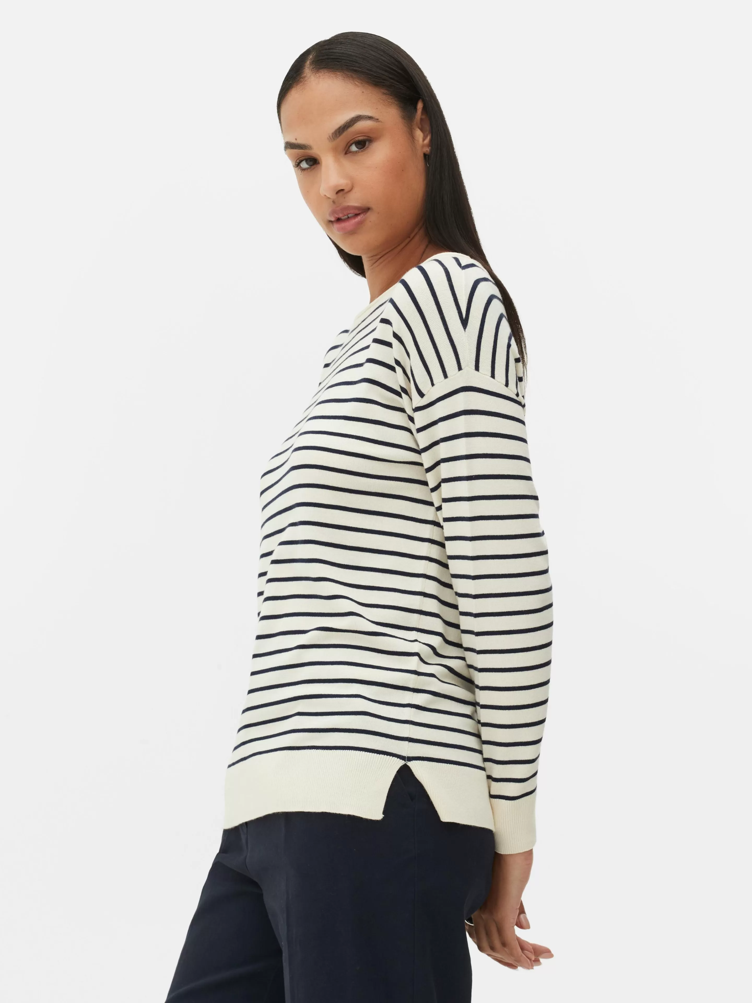 Pull Col Bateau à Rayures En Maille Fine-Primark Hot