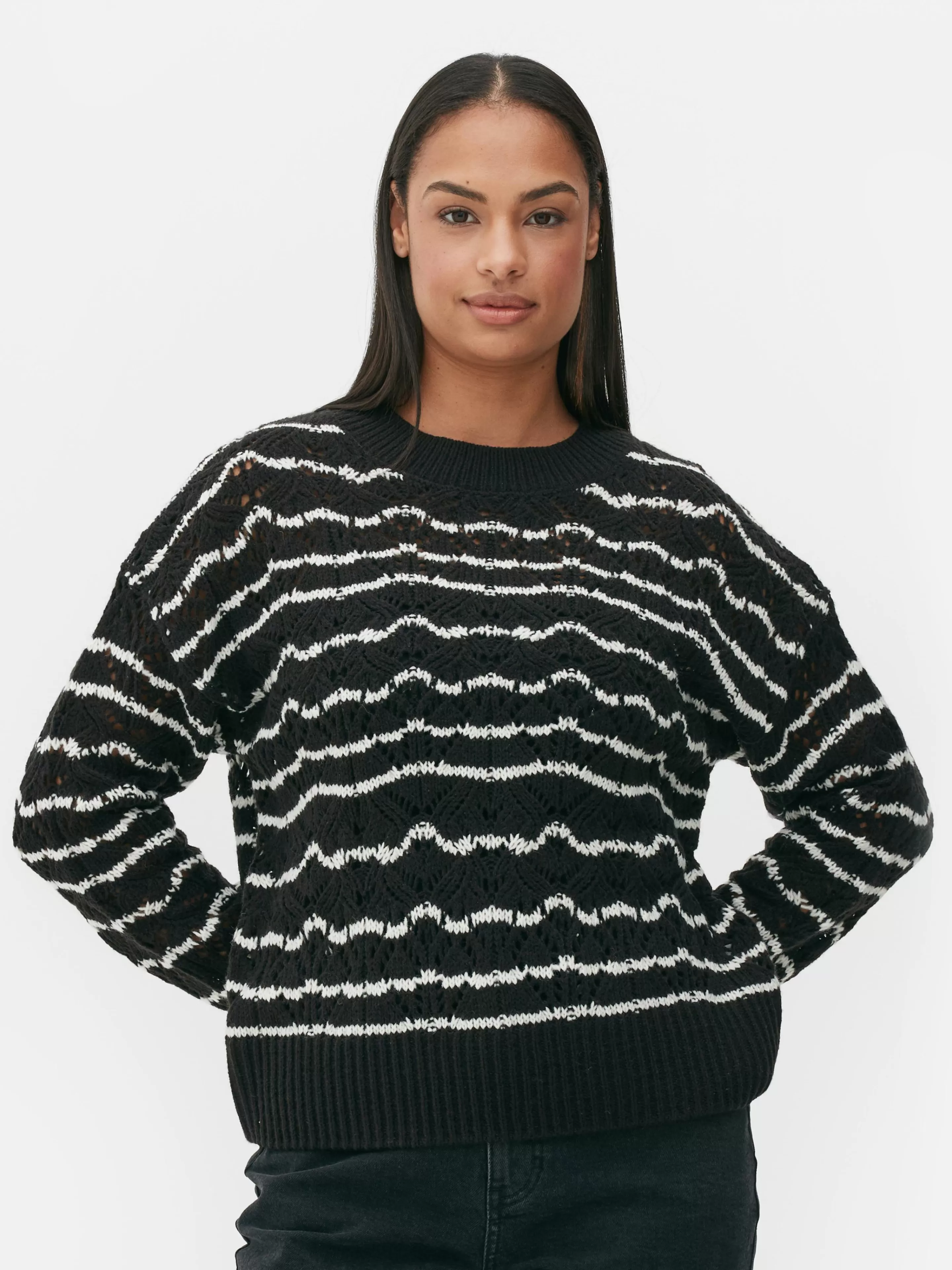 Pull En Maille Ajourée à Col Ras-du-cou-Primark New