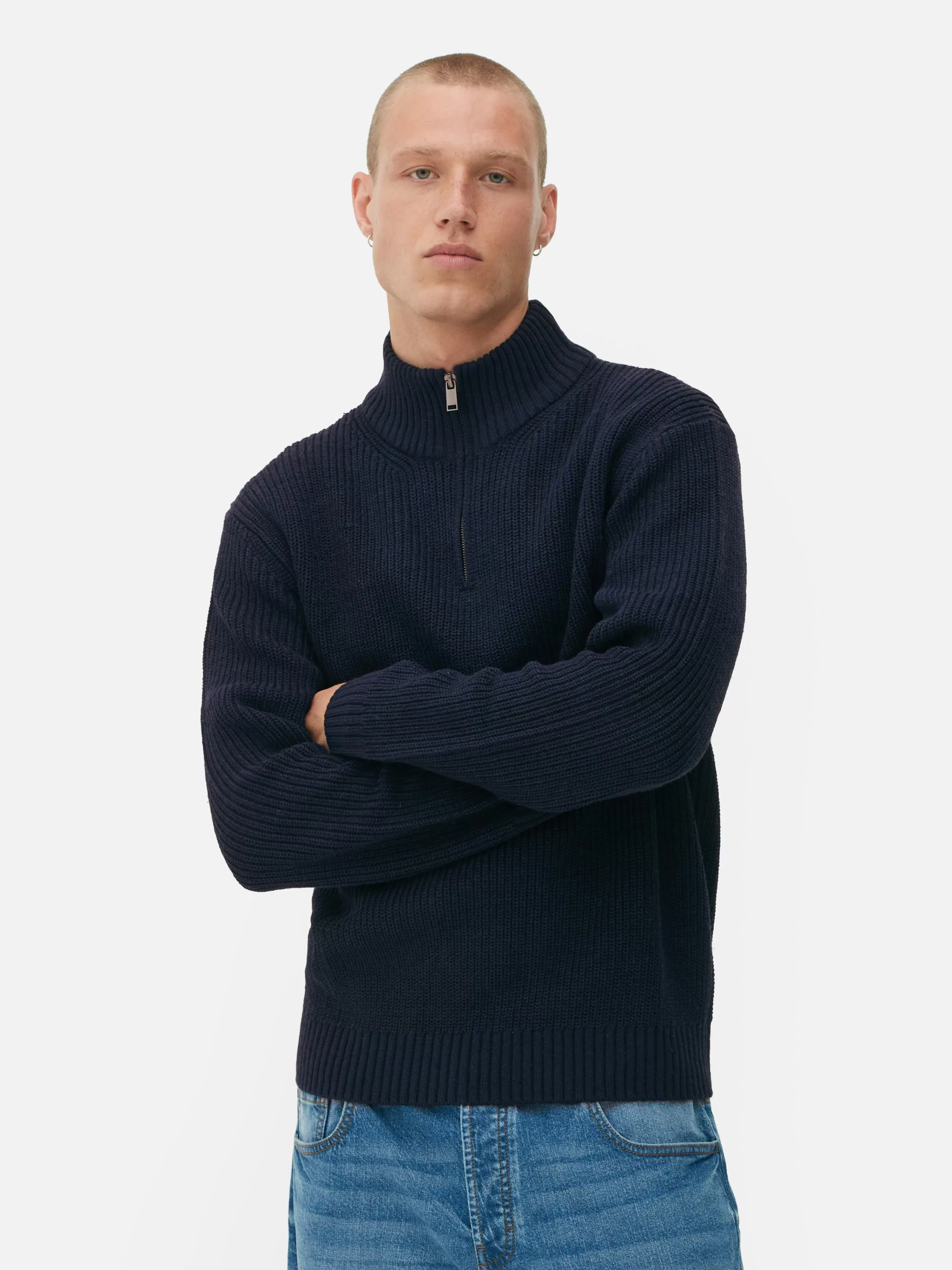Pull En Maille Côtelée à Col Zippé-Primark Outlet