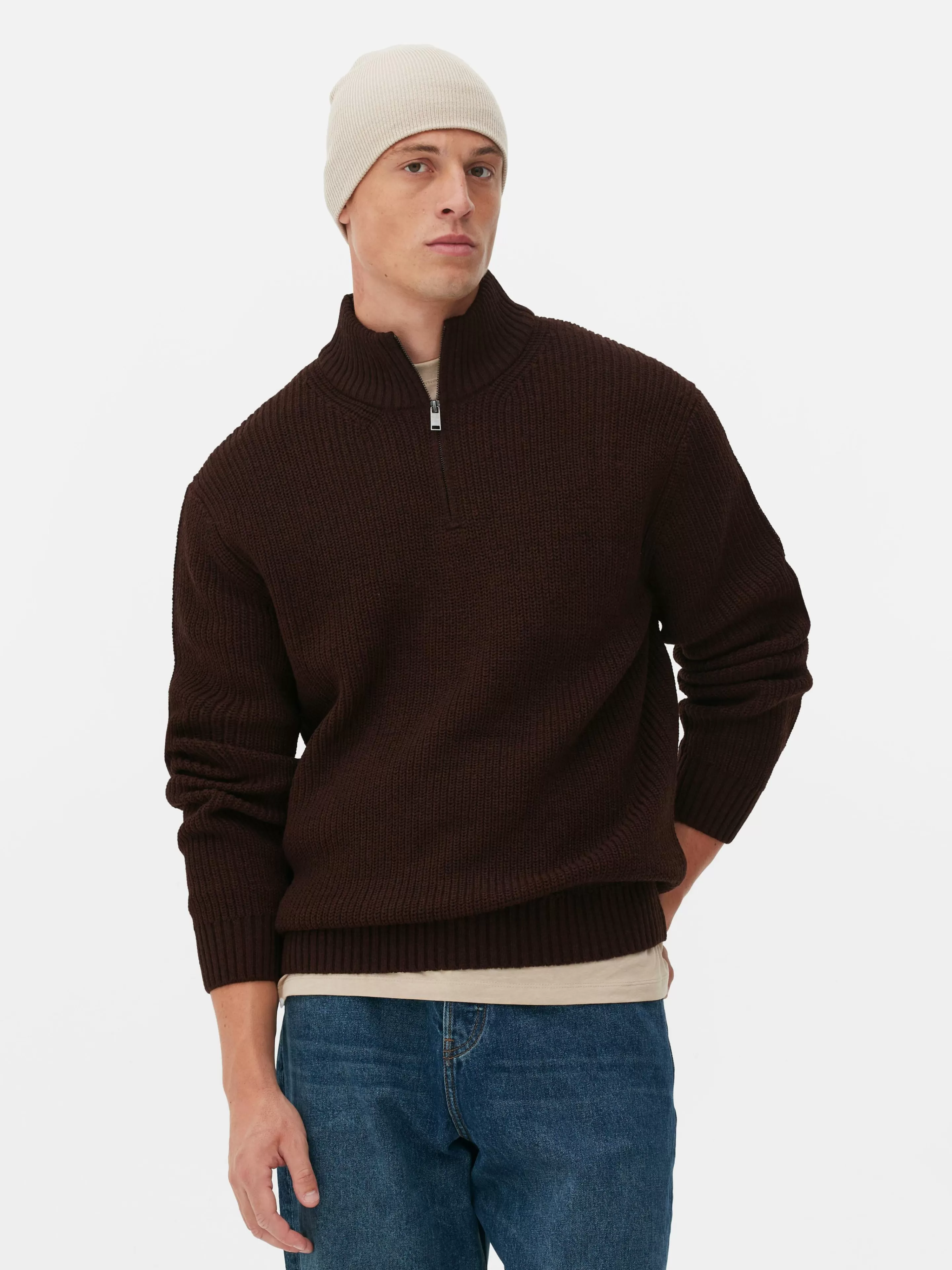 Pull En Maille Côtelée à Col Zippé-Primark Outlet