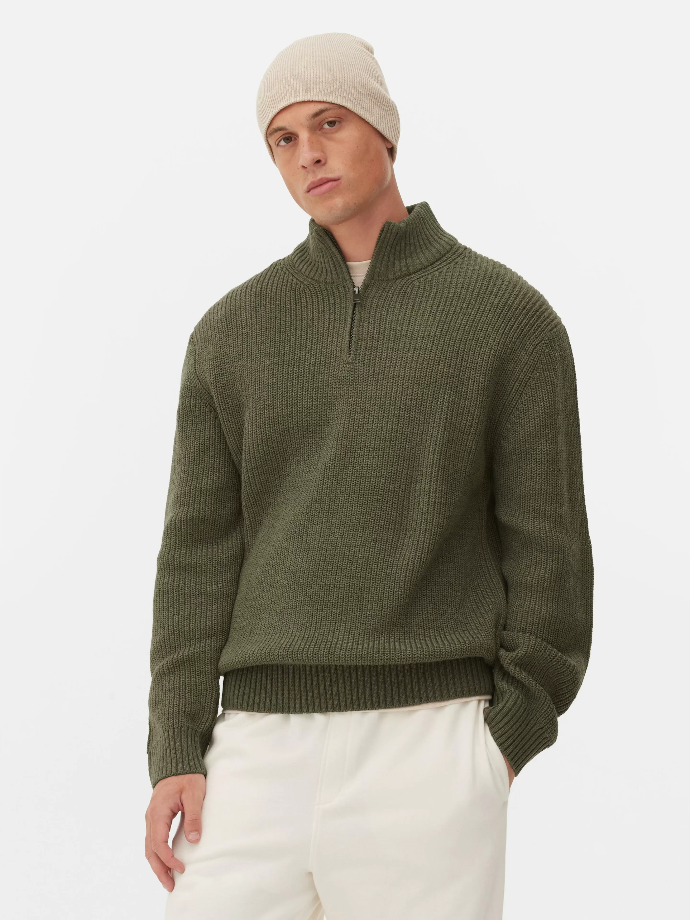 Pull En Maille Côtelée à Col Zippé-Primark Clearance