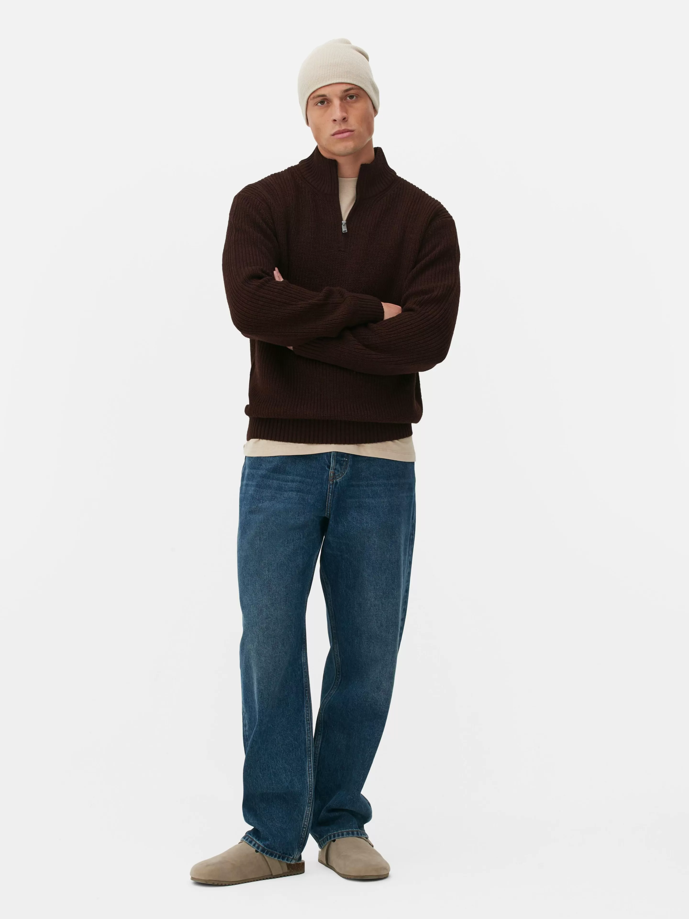 Pull En Maille Côtelée à Col Zippé-Primark Outlet