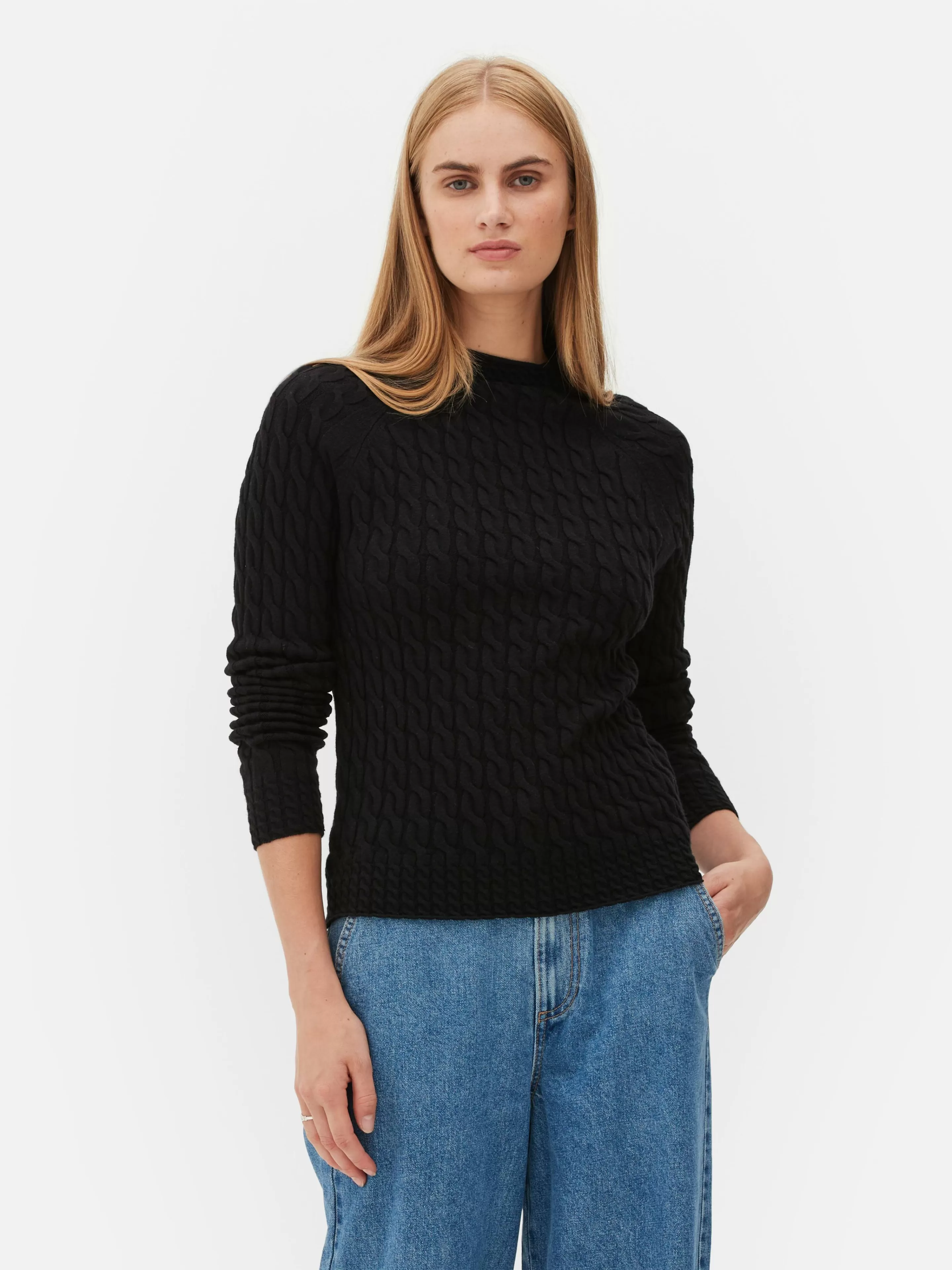 Pull En Maille Torsadée à Col Montant-Primark Clearance