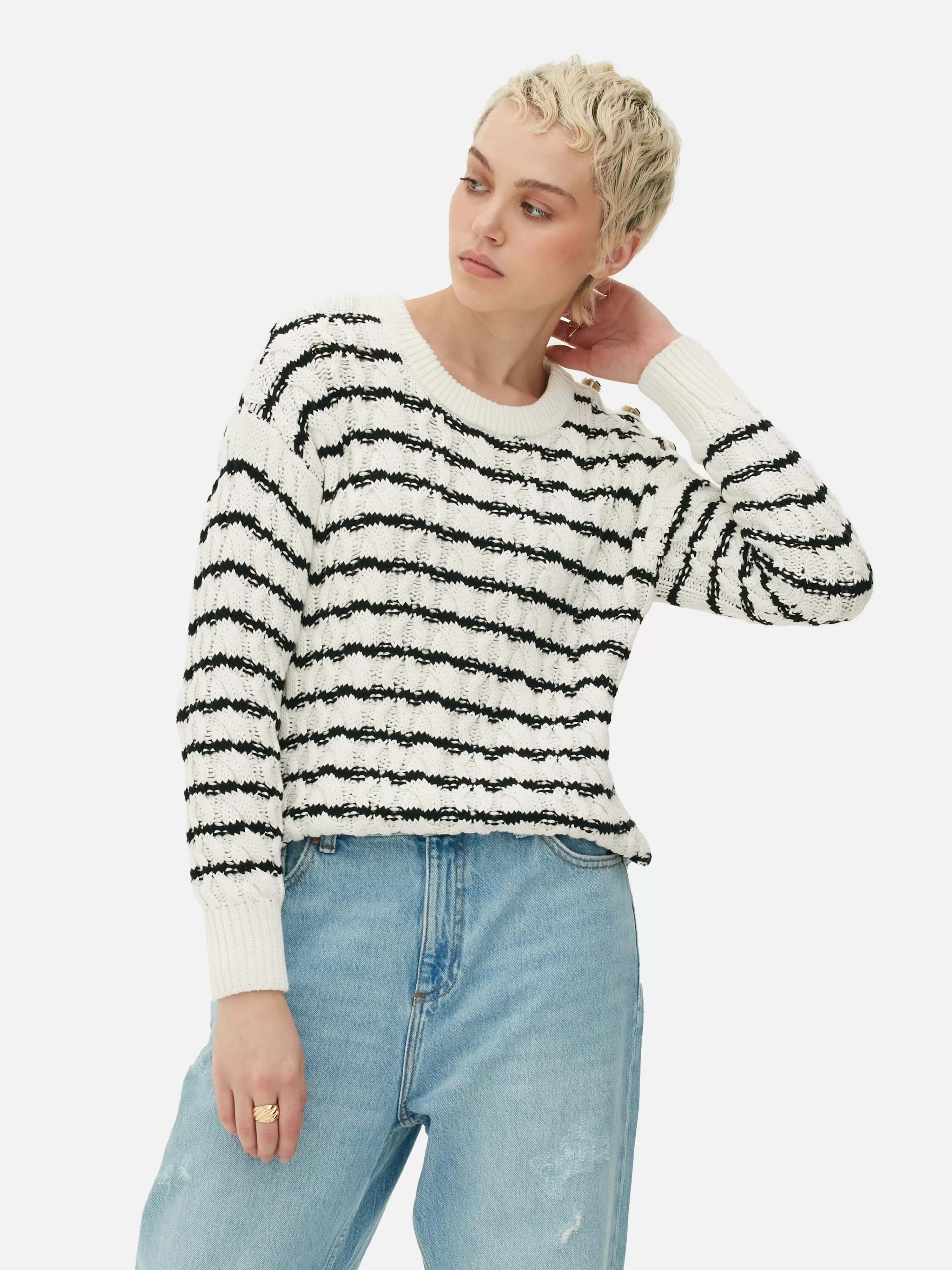 Pull En Maille Torsadée à Rayures-Primark Best Sale