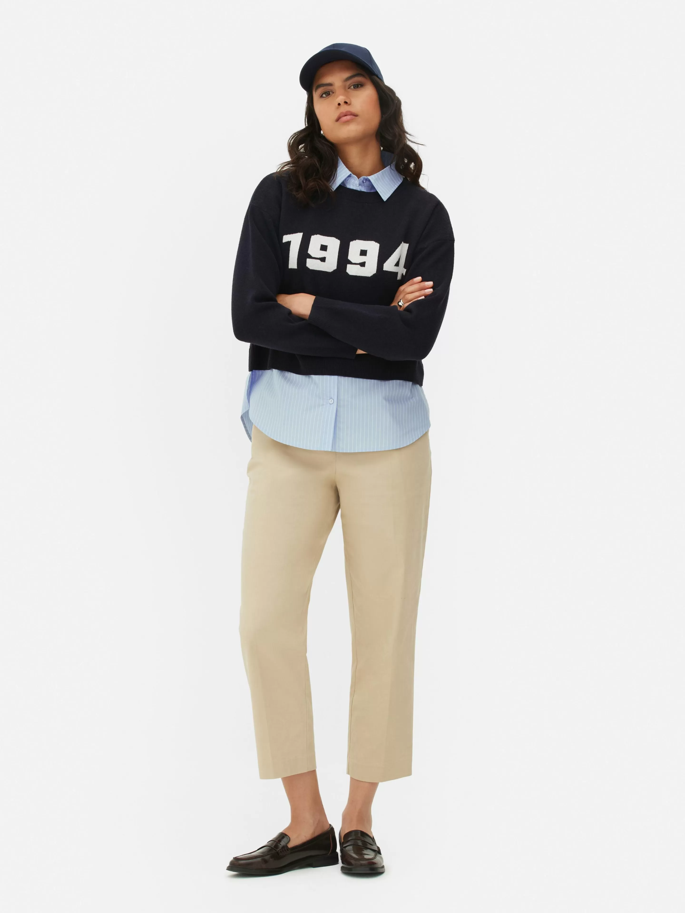 Pull Tricoté à Message Et Chemise Deux-en-un-Primark Shop