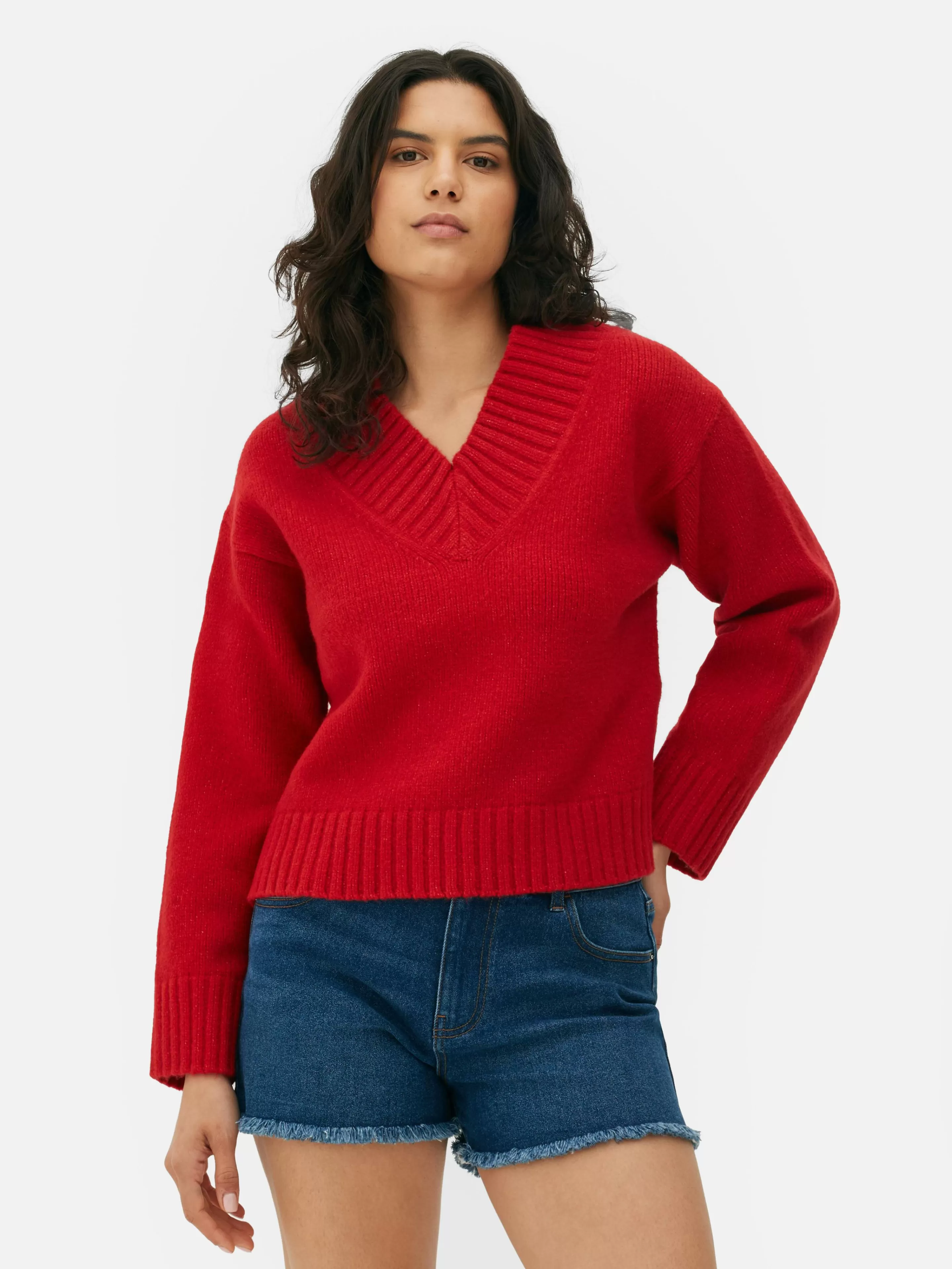 Pull Tricoté épais à Col En V-Primark Clearance