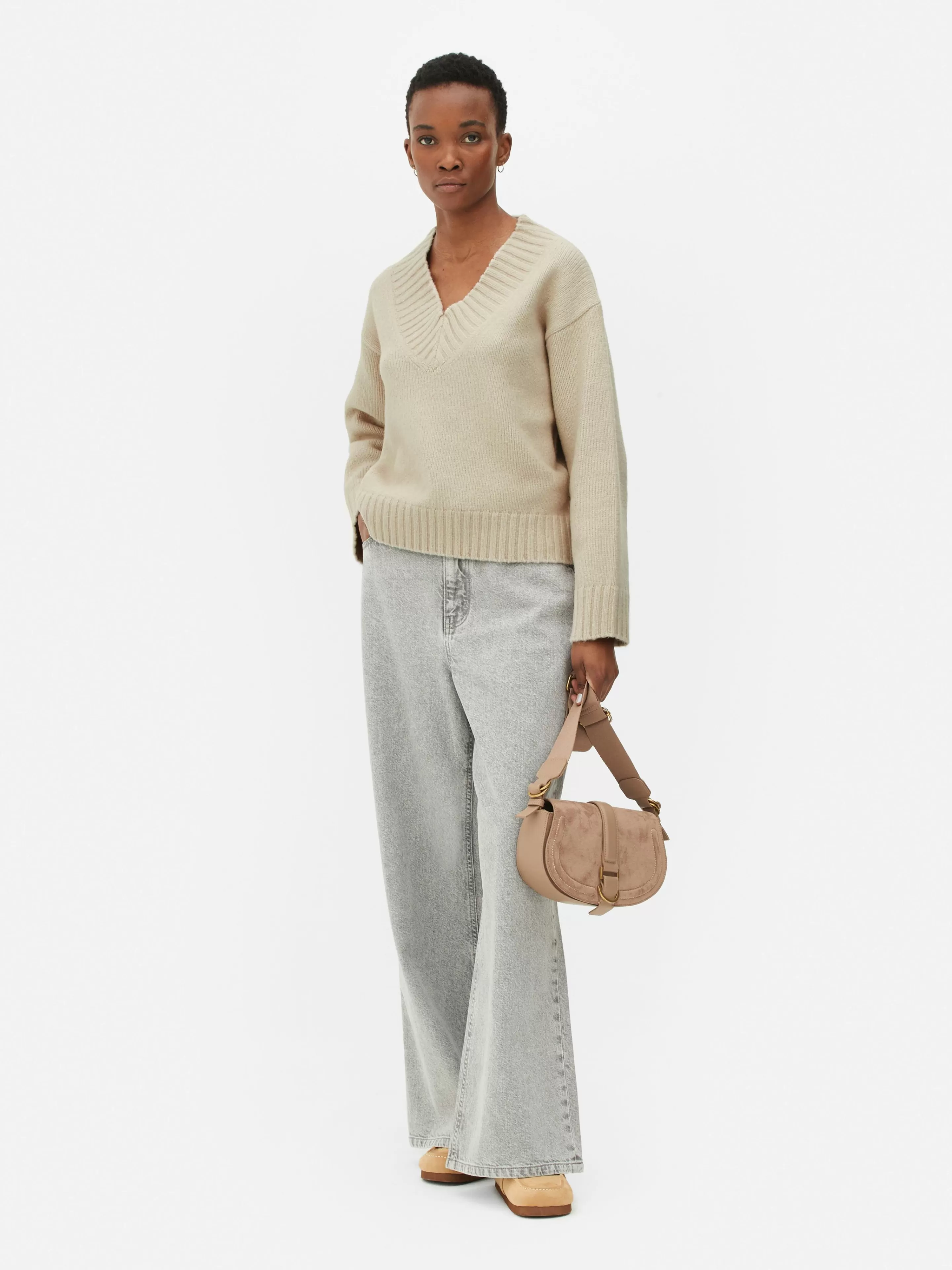Pull Tricoté épais à Col En V-Primark Fashion