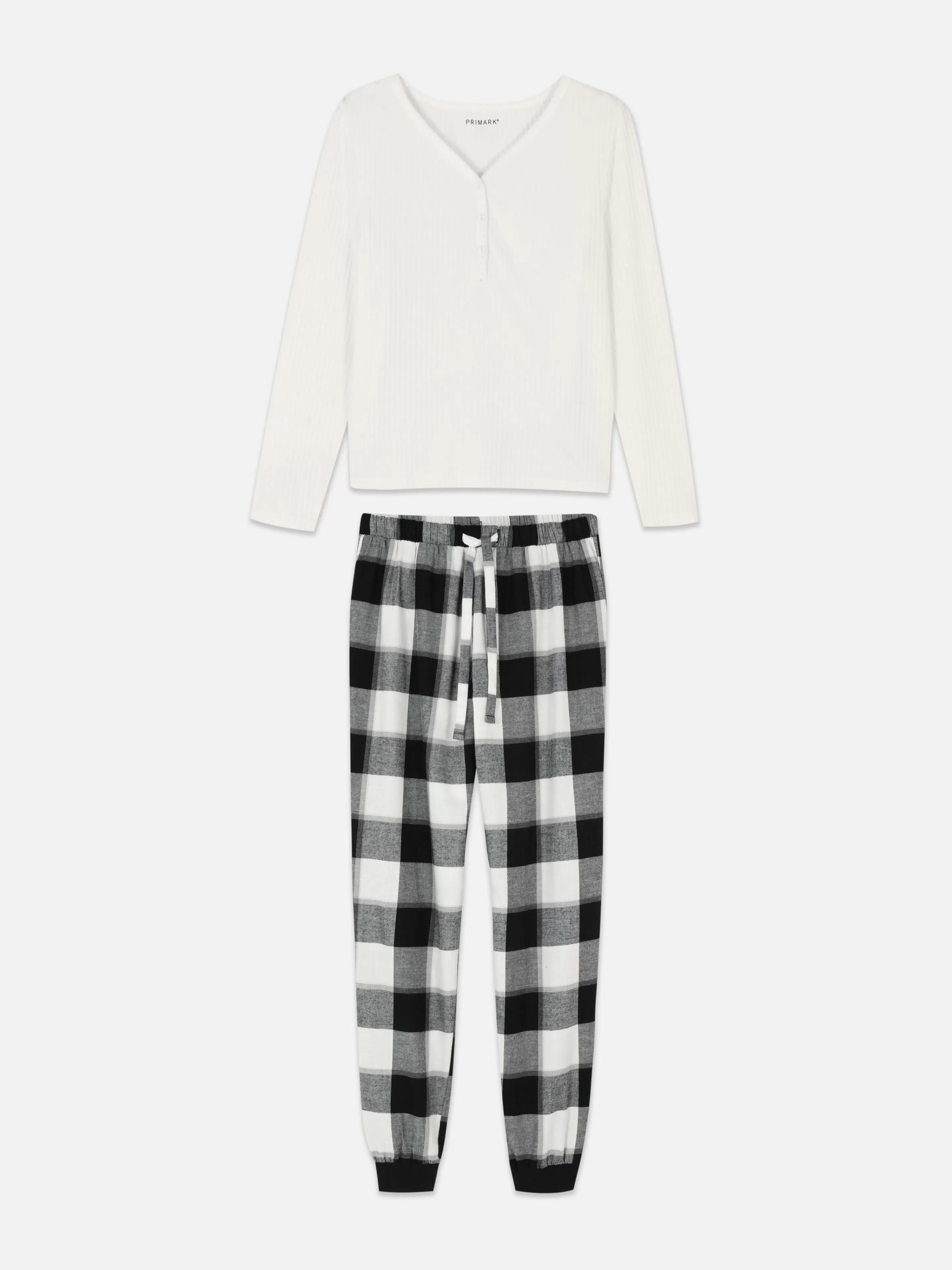 Pyjama à Manches Longues Avec Bas à Carreaux-Primark Flash Sale