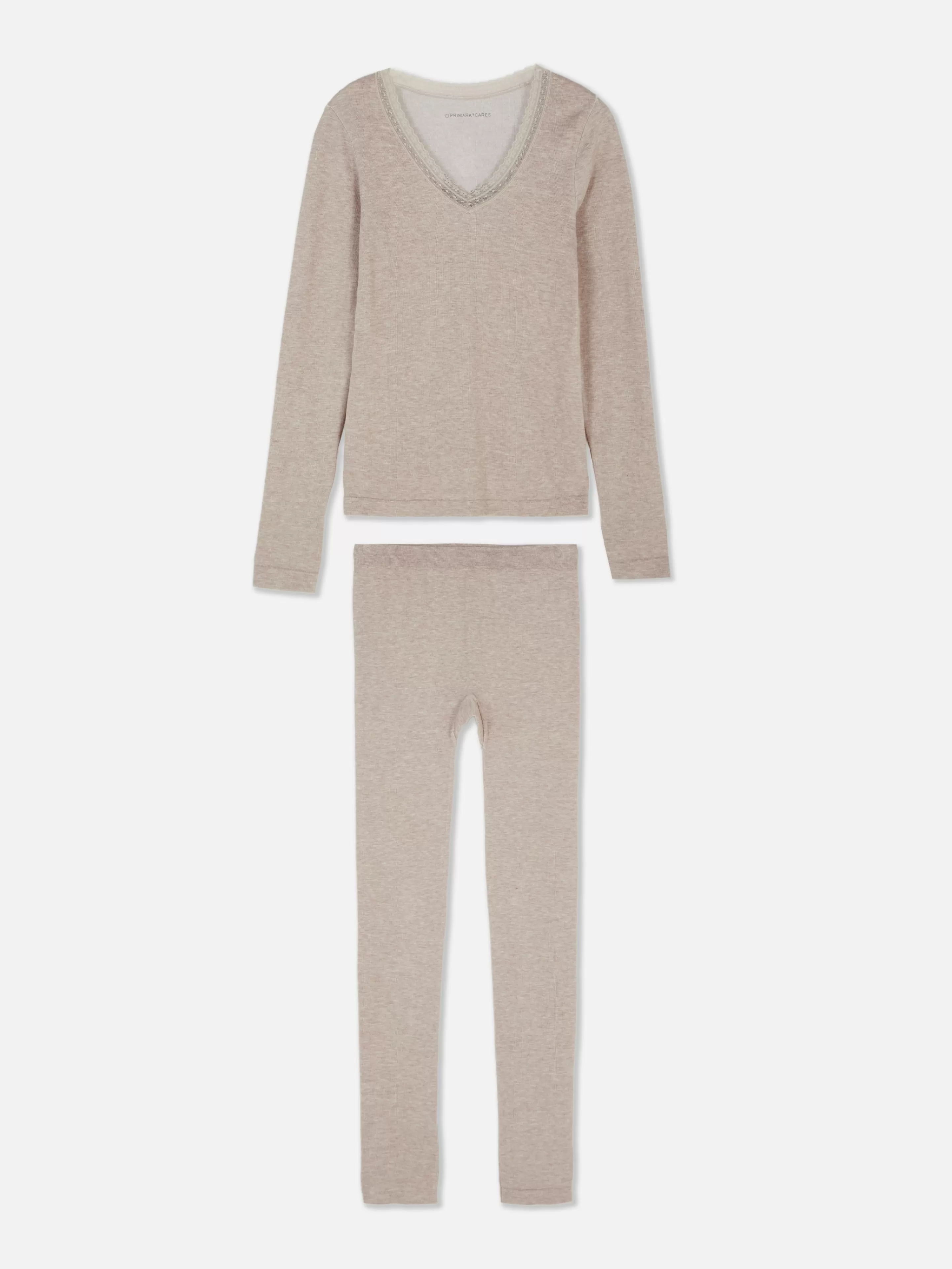 Pyjama à Manches Longues Avec Finitions En Dentelle-Primark New