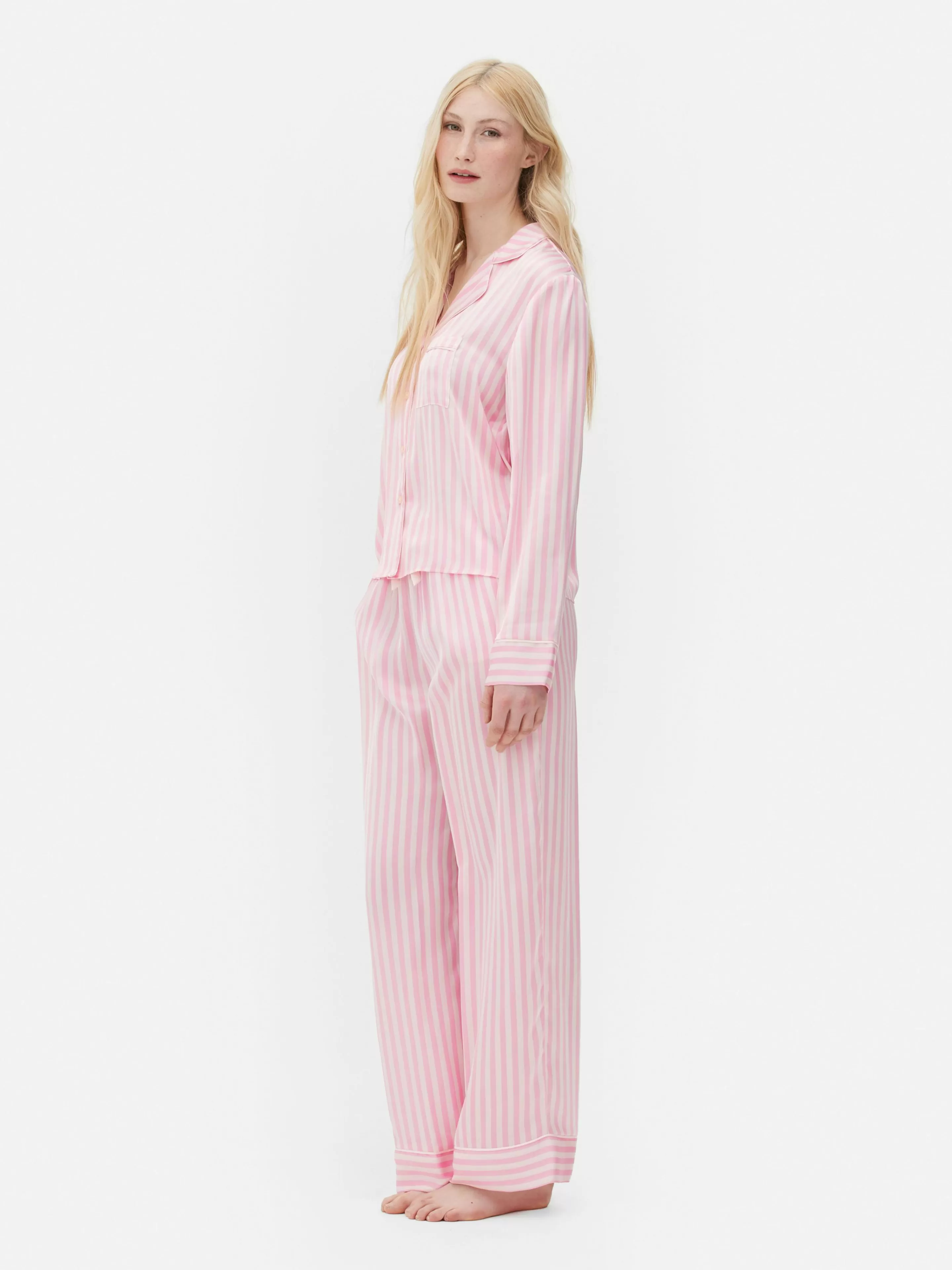 Pyjama En Satin à Manches Longues-Primark Discount