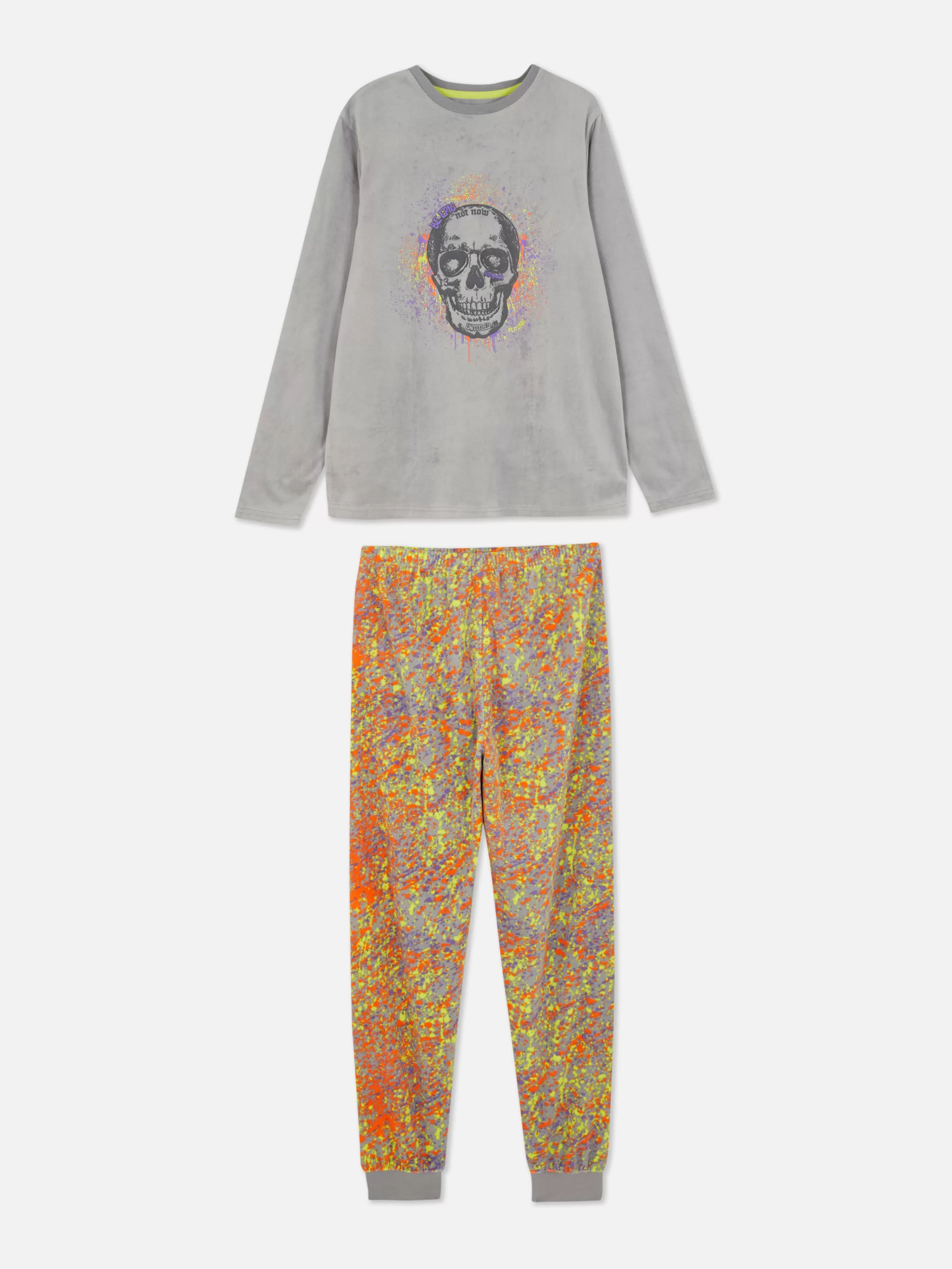Pyjama En Velours Crâne Et éclaboussures De Peinture-Primark Clearance