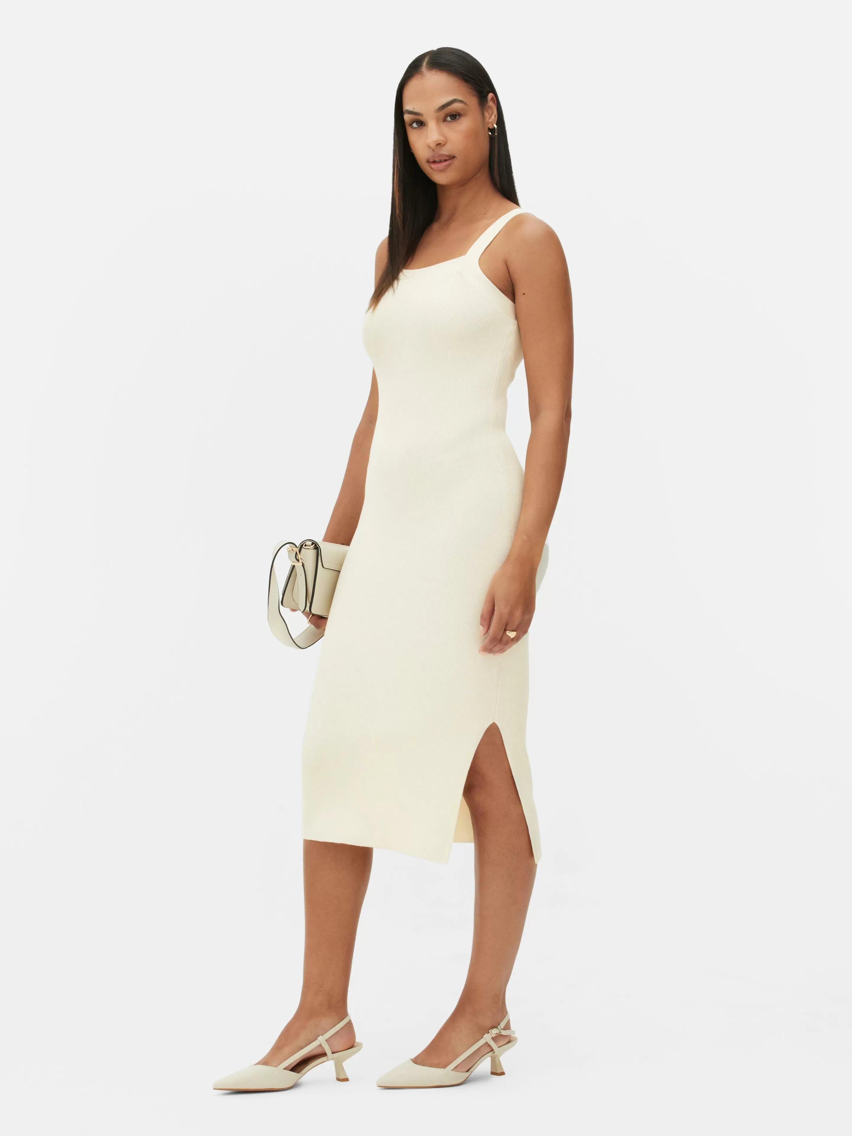 Robe Côtelée à Encolure Carrée-Primark Fashion