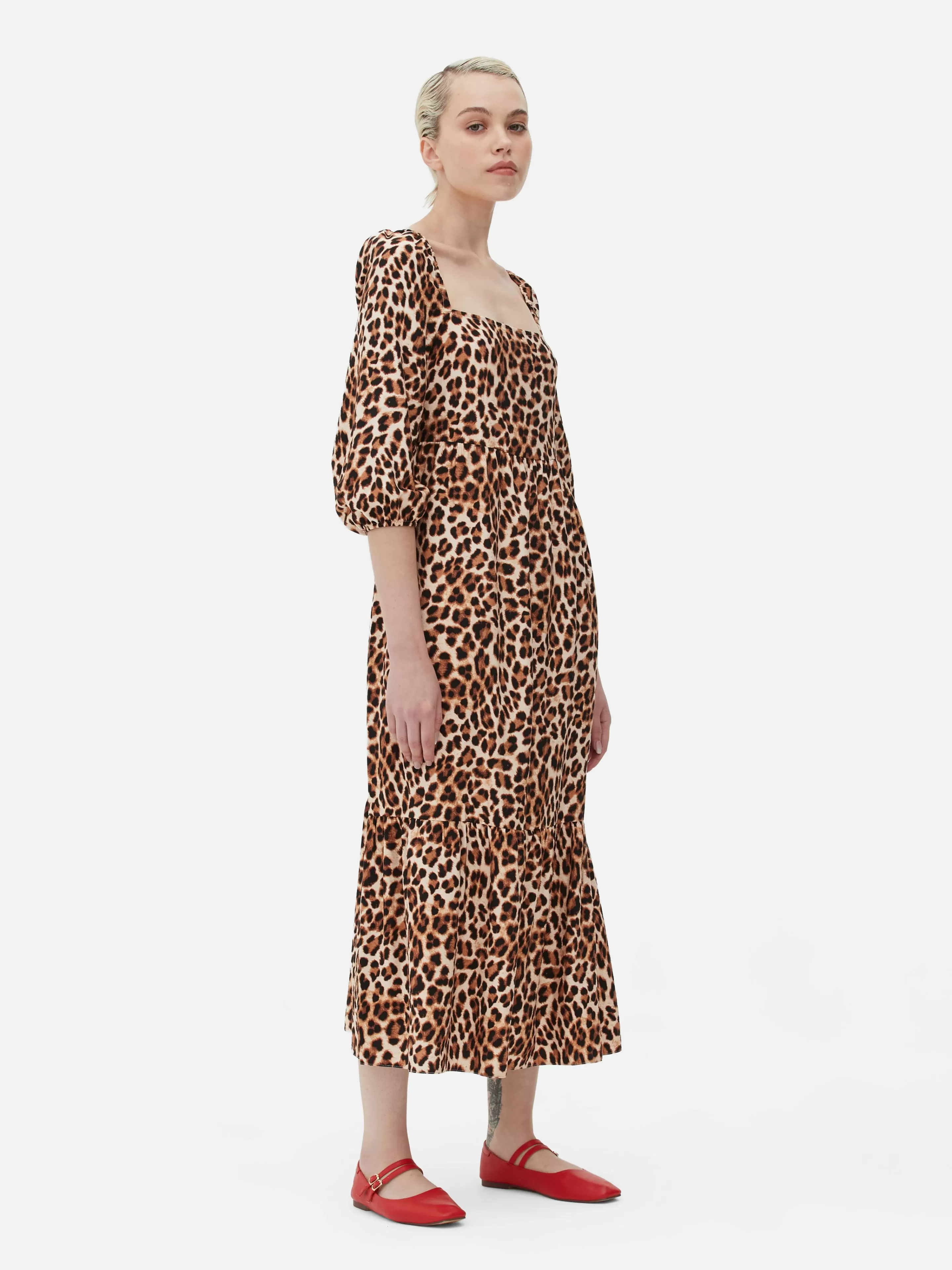 Robe Mi-longue à Motif Léopard Et à Encolure Carrée-Primark Flash Sale