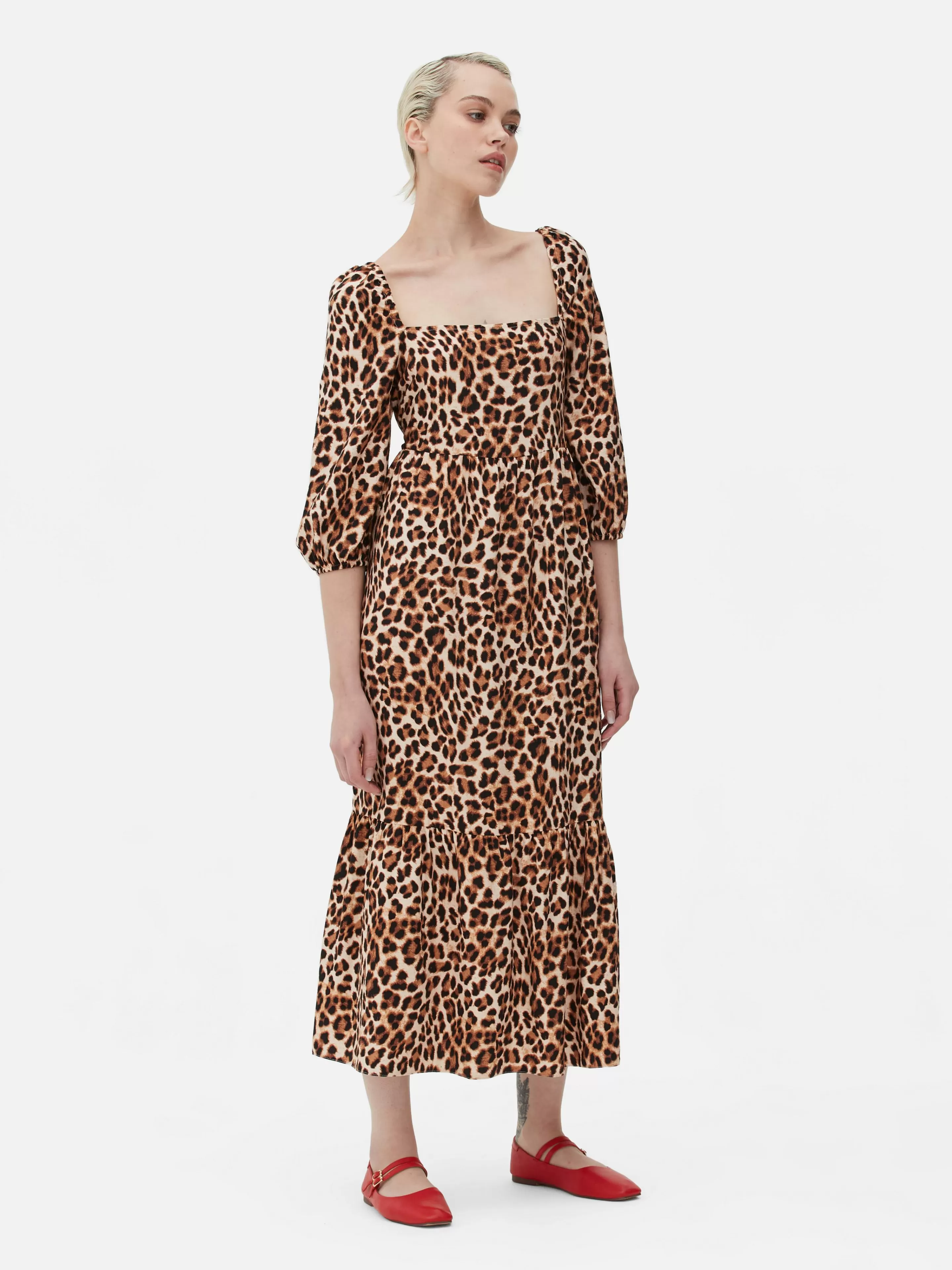 Robe Mi-longue à Motif Léopard Et à Encolure Carrée-Primark Flash Sale
