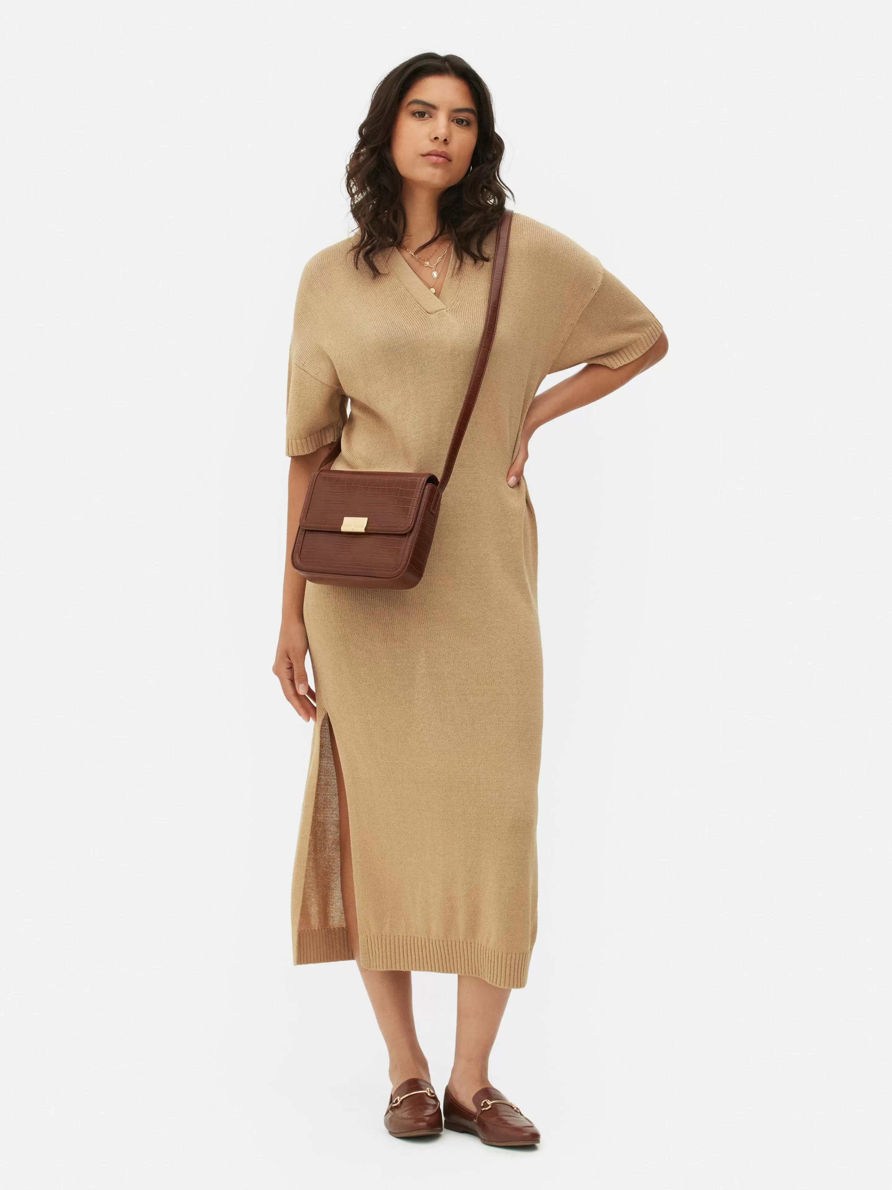 Robe Mi-longue Avec Col En V-Primark Store