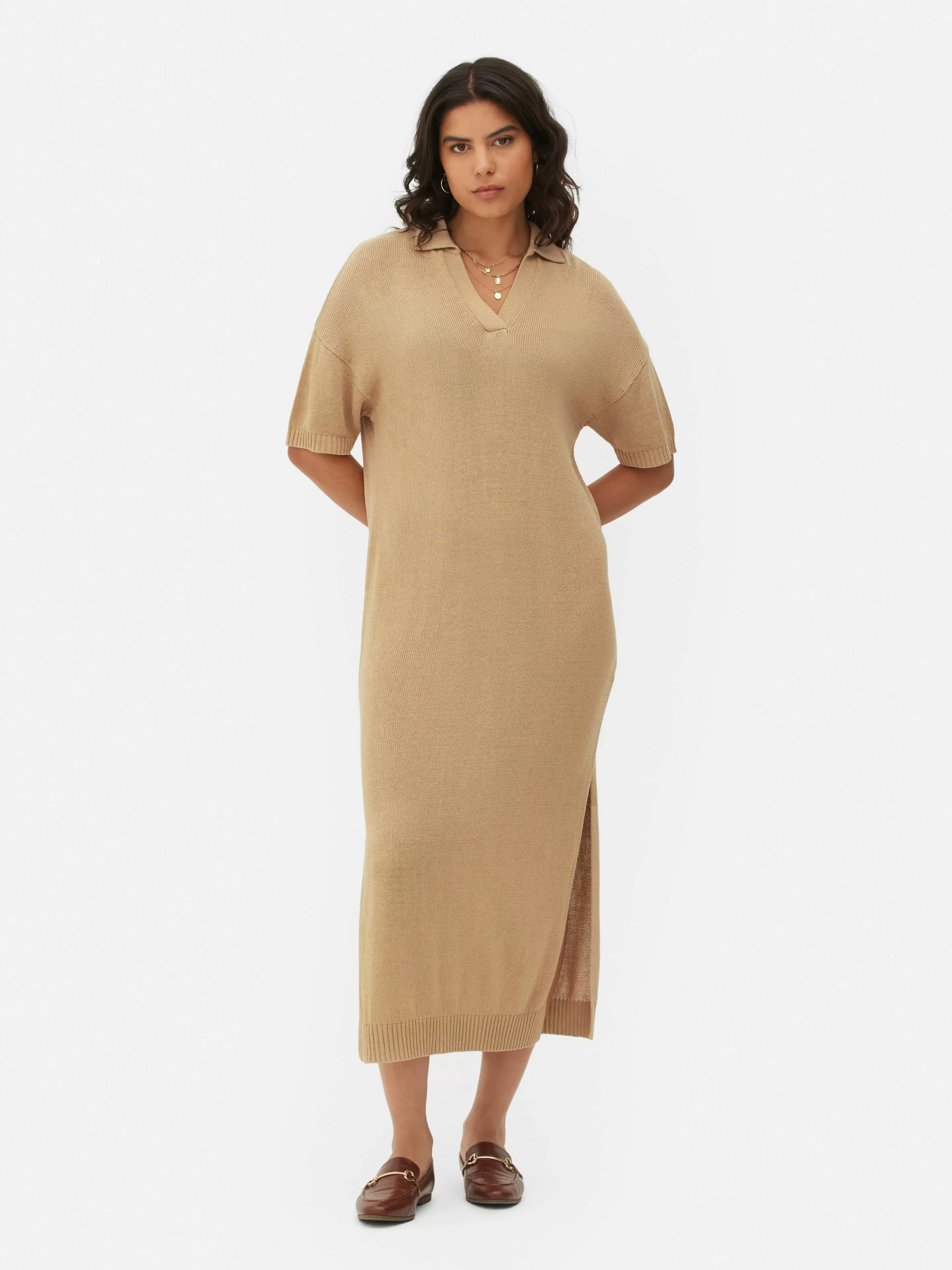 Robe Mi-longue Avec Col En V-Primark Store