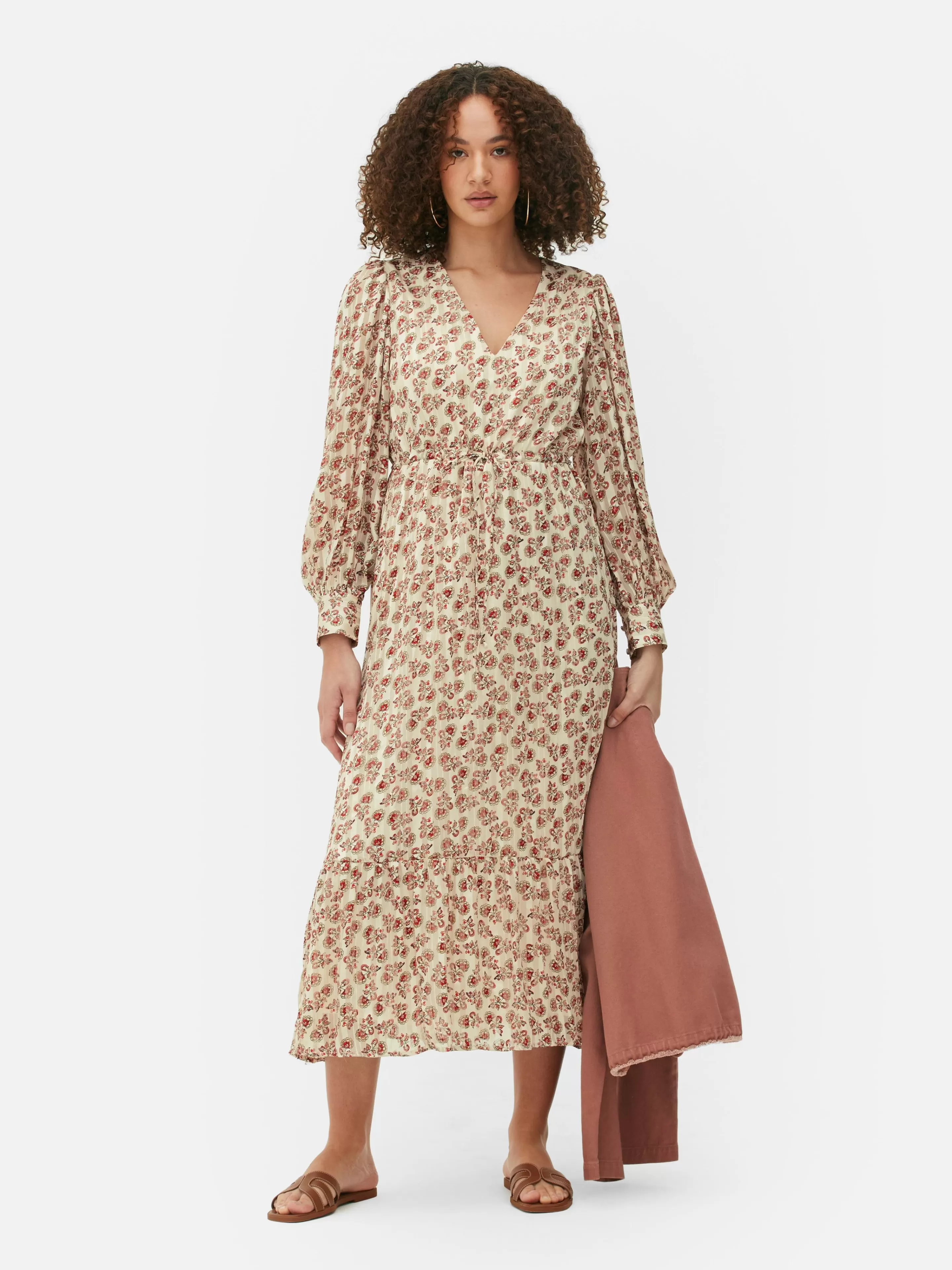 Robe Mi-longue Boho à Col En V-Primark Clearance