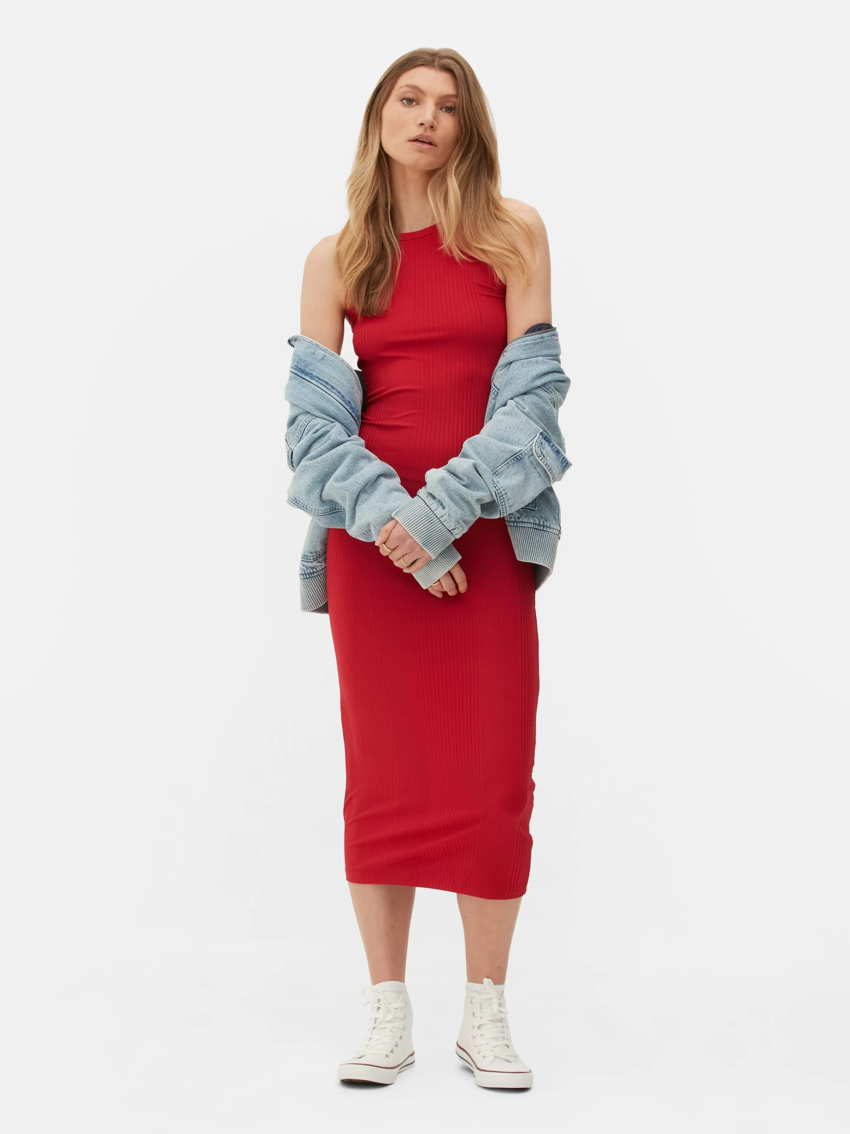 Robe Mi-longue Côtelée à Dos Nageur-Primark Online