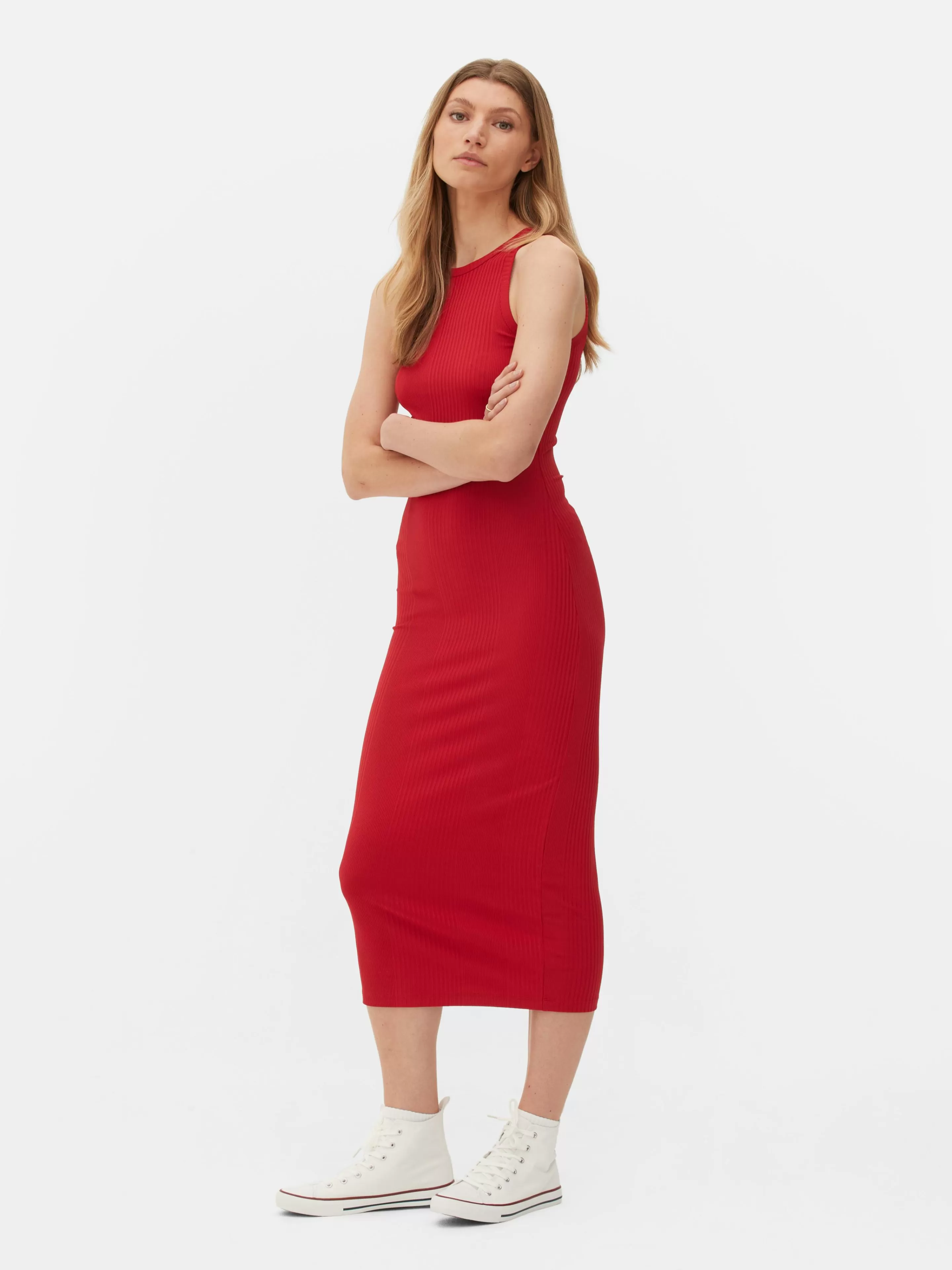 Robe Mi-longue Côtelée à Dos Nageur-Primark Online