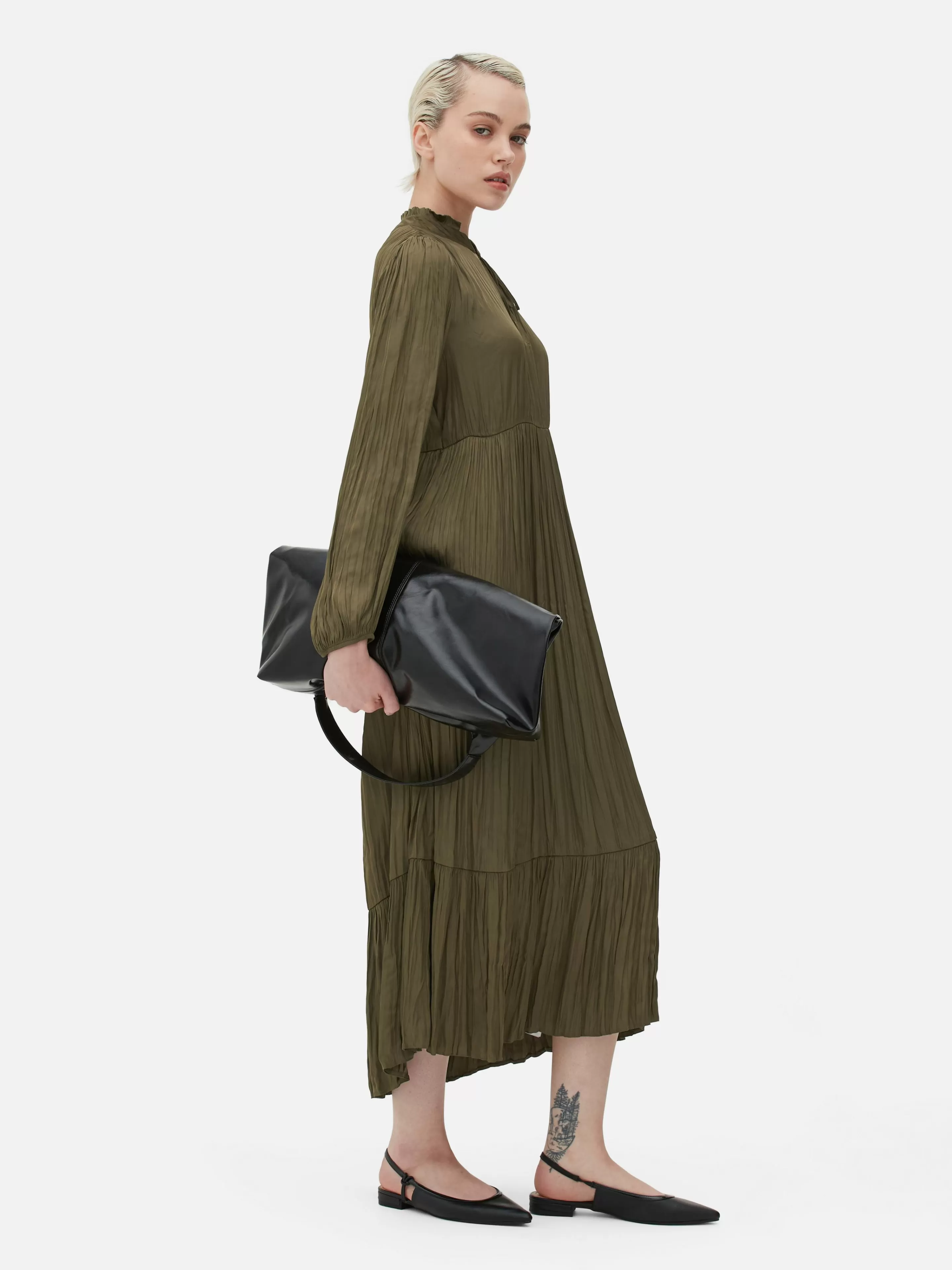Robe Mi-longue Plissée En Satin-Primark New