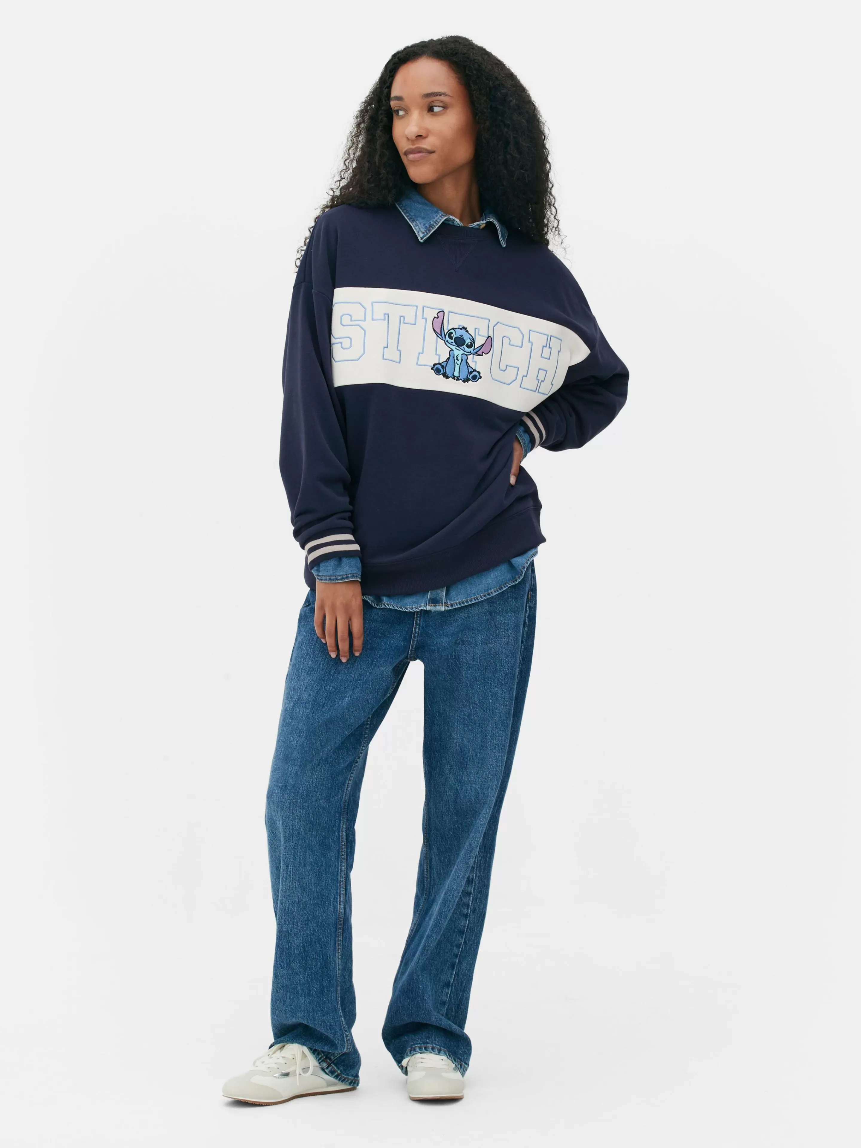 Sweat-shirt à Texte Contrasté Disney Stitch-Primark New
