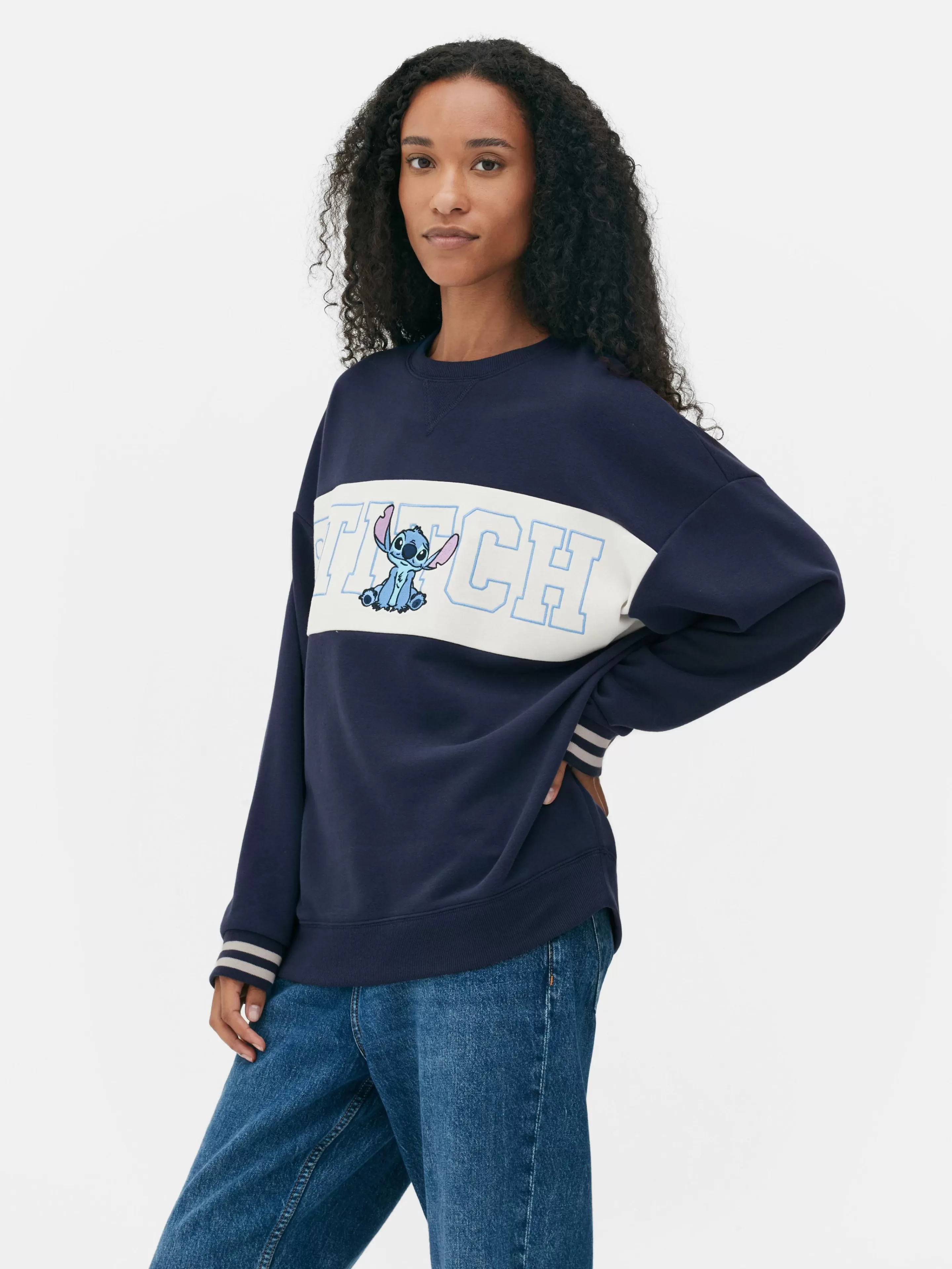 Sweat-shirt à Texte Contrasté Disney Stitch-Primark New