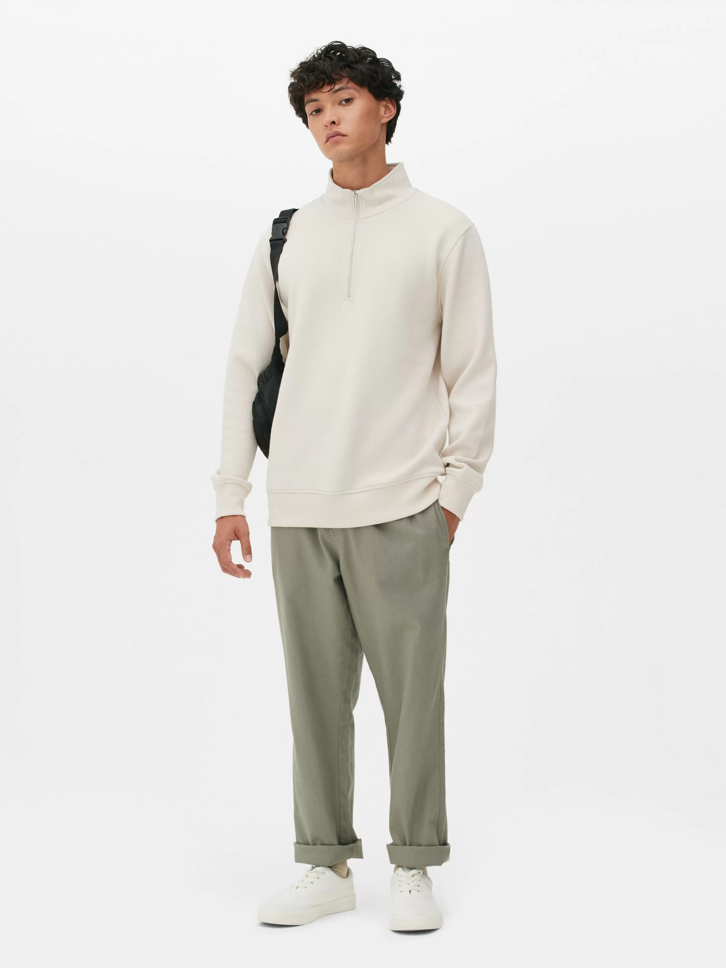 Sweat-shirt Texturé à Col Zippé Et Motif Géométrique-Primark Sale