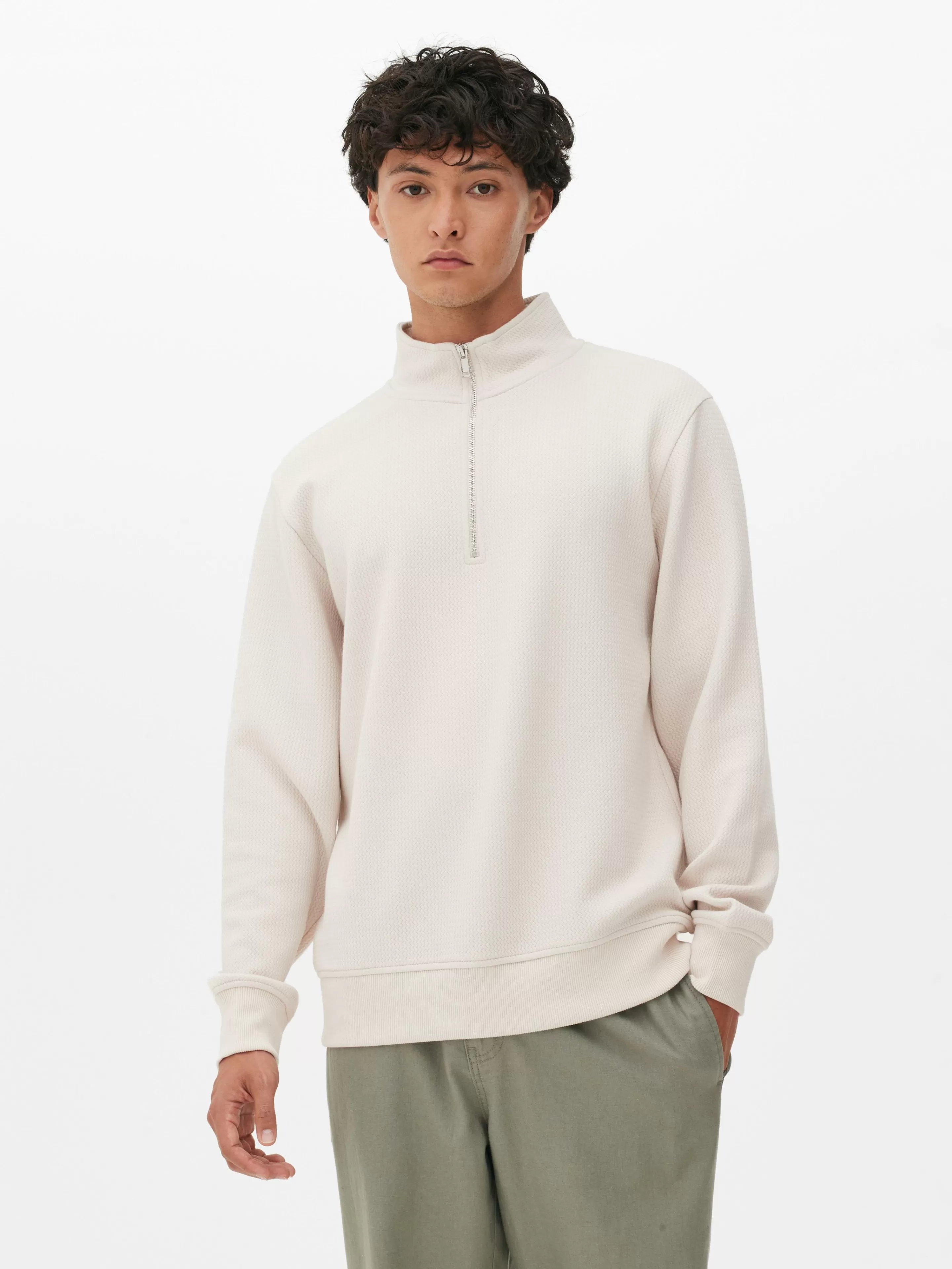 Sweat-shirt Texturé à Col Zippé Et Motif Géométrique-Primark Sale