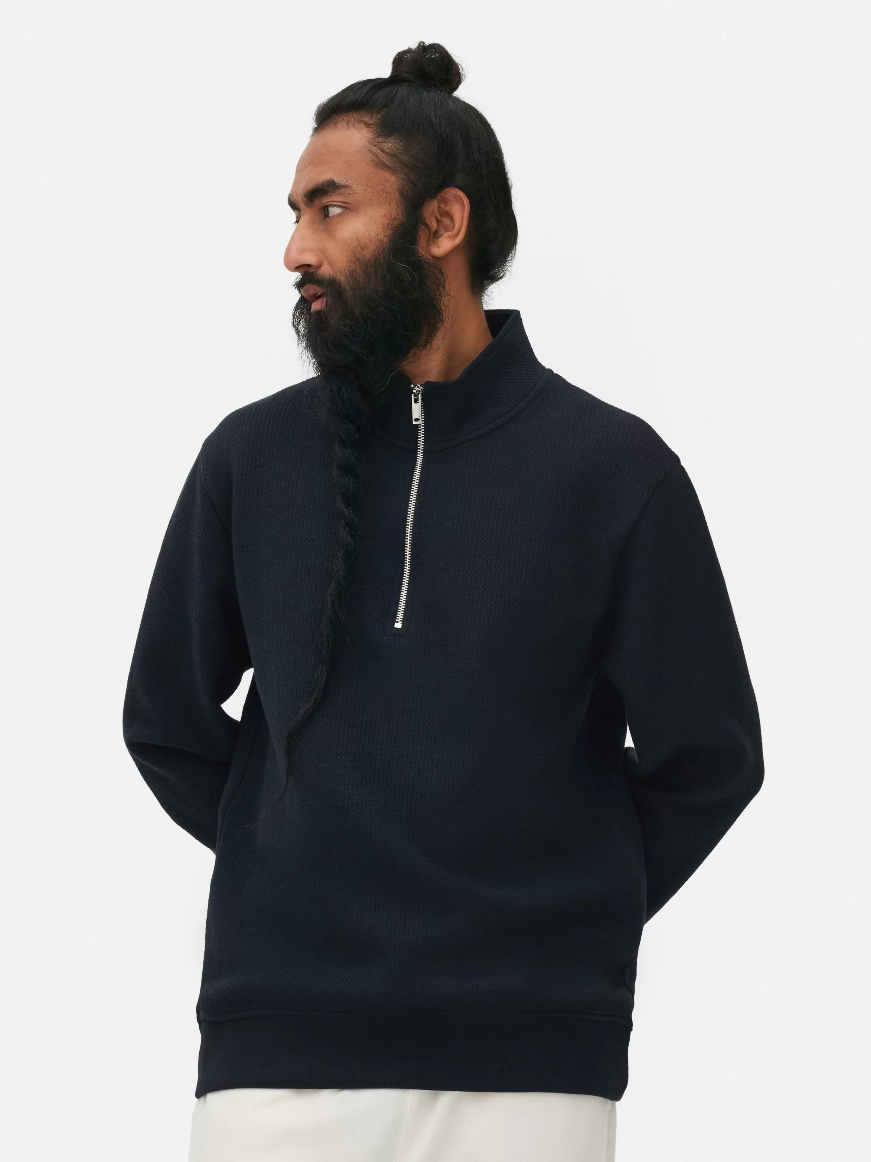 Sweat-shirt Texturé à Col Zippé Et Motif Géométrique-Primark Hot